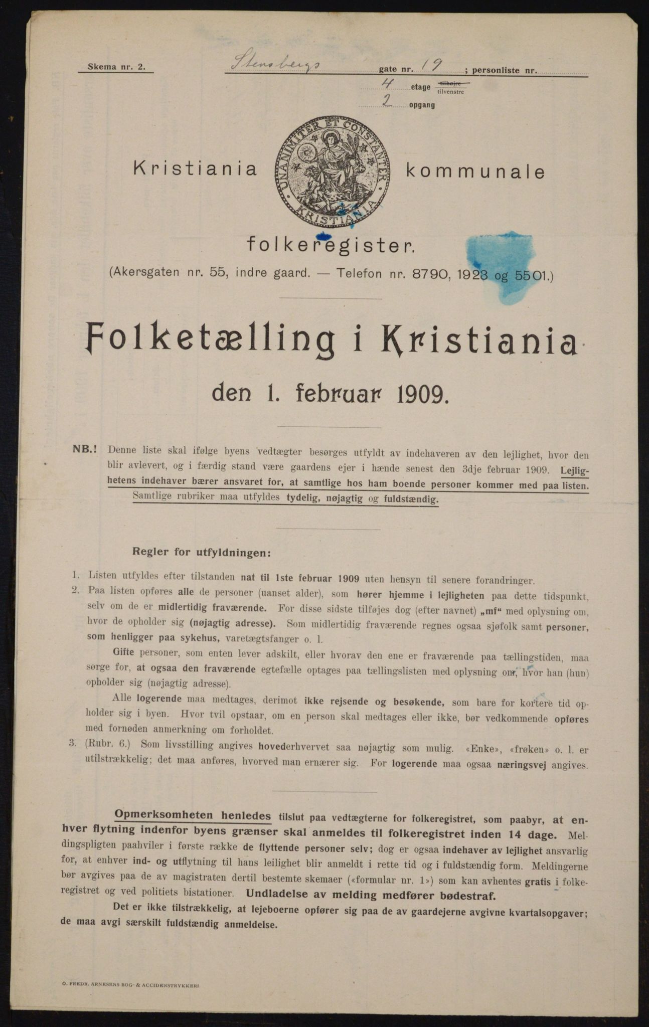 OBA, Municipal Census 1909 for Kristiania, 1909, p. 91929