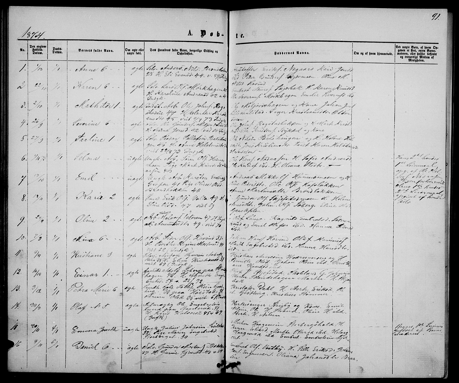 Elverum prestekontor, SAH/PREST-044/H/Ha/Hab/L0004: Parish register (copy) no. 4, 1866-1874, p. 91