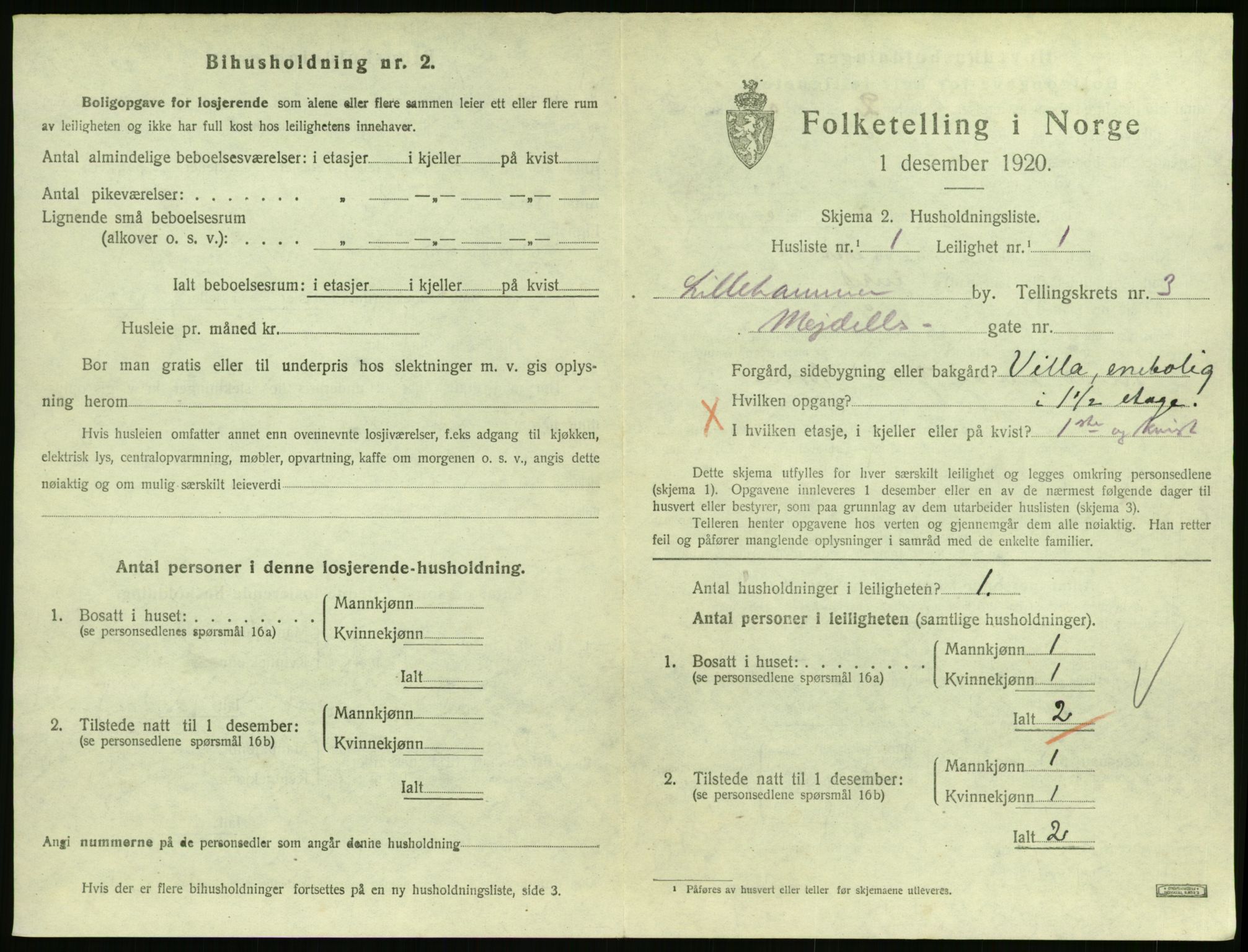 SAH, 1920 census for Lillehammer, 1920, p. 1904