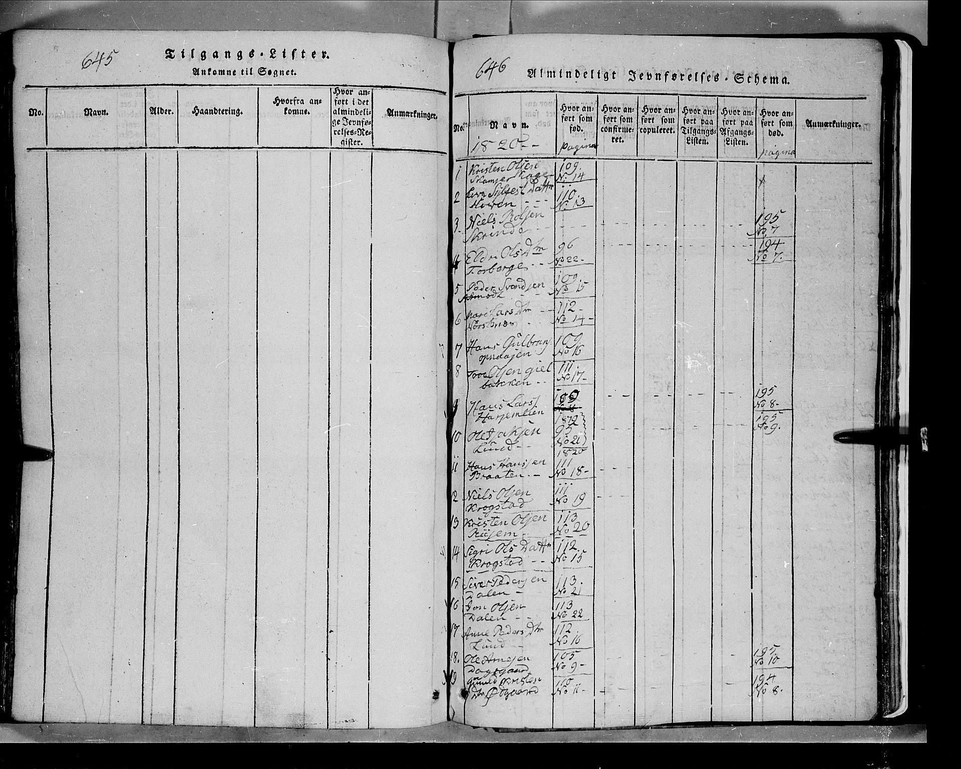 Lom prestekontor, SAH/PREST-070/L/L0003: Parish register (copy) no. 3, 1815-1844, p. 645-646