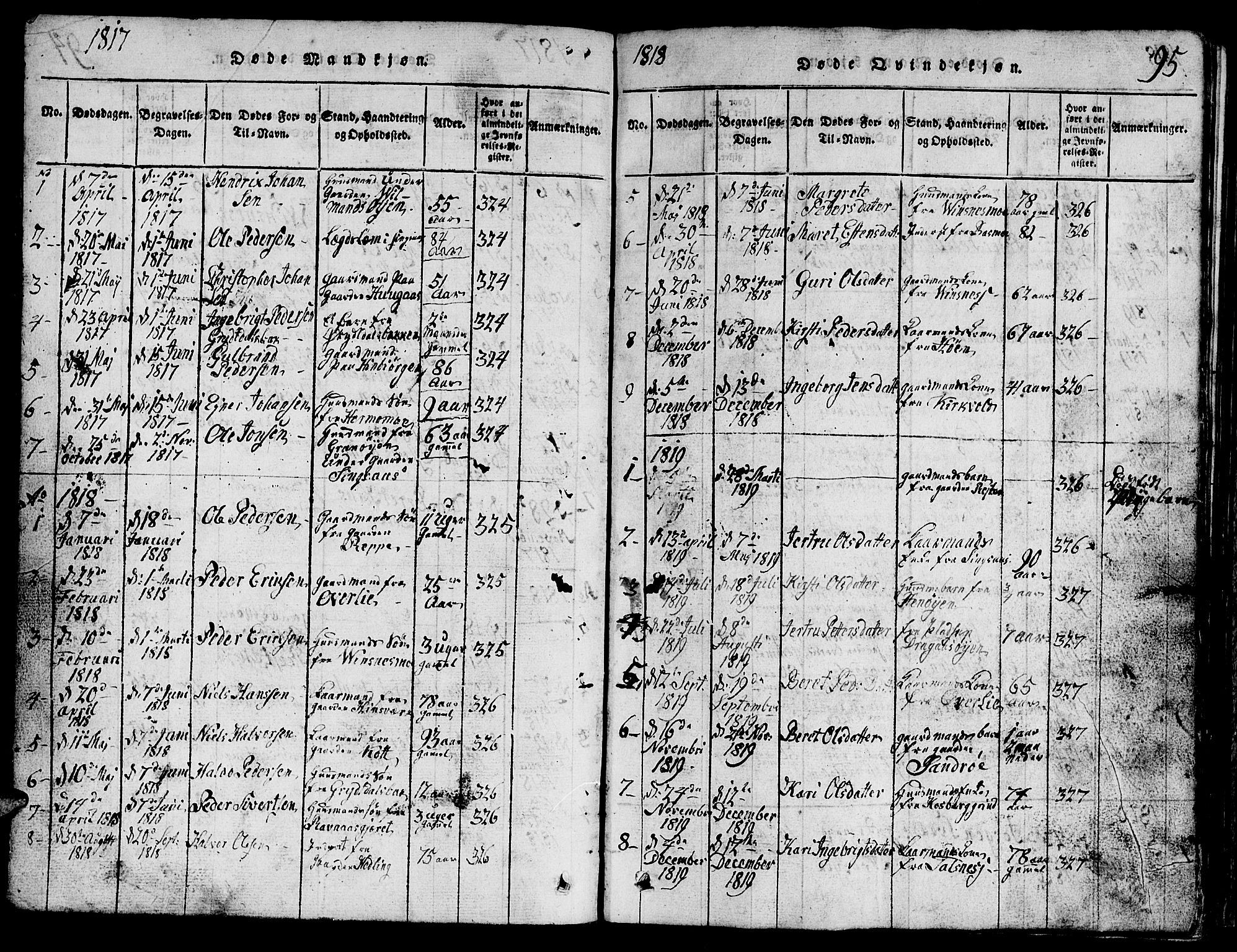 Ministerialprotokoller, klokkerbøker og fødselsregistre - Sør-Trøndelag, SAT/A-1456/688/L1026: Parish register (copy) no. 688C01, 1817-1860, p. 95
