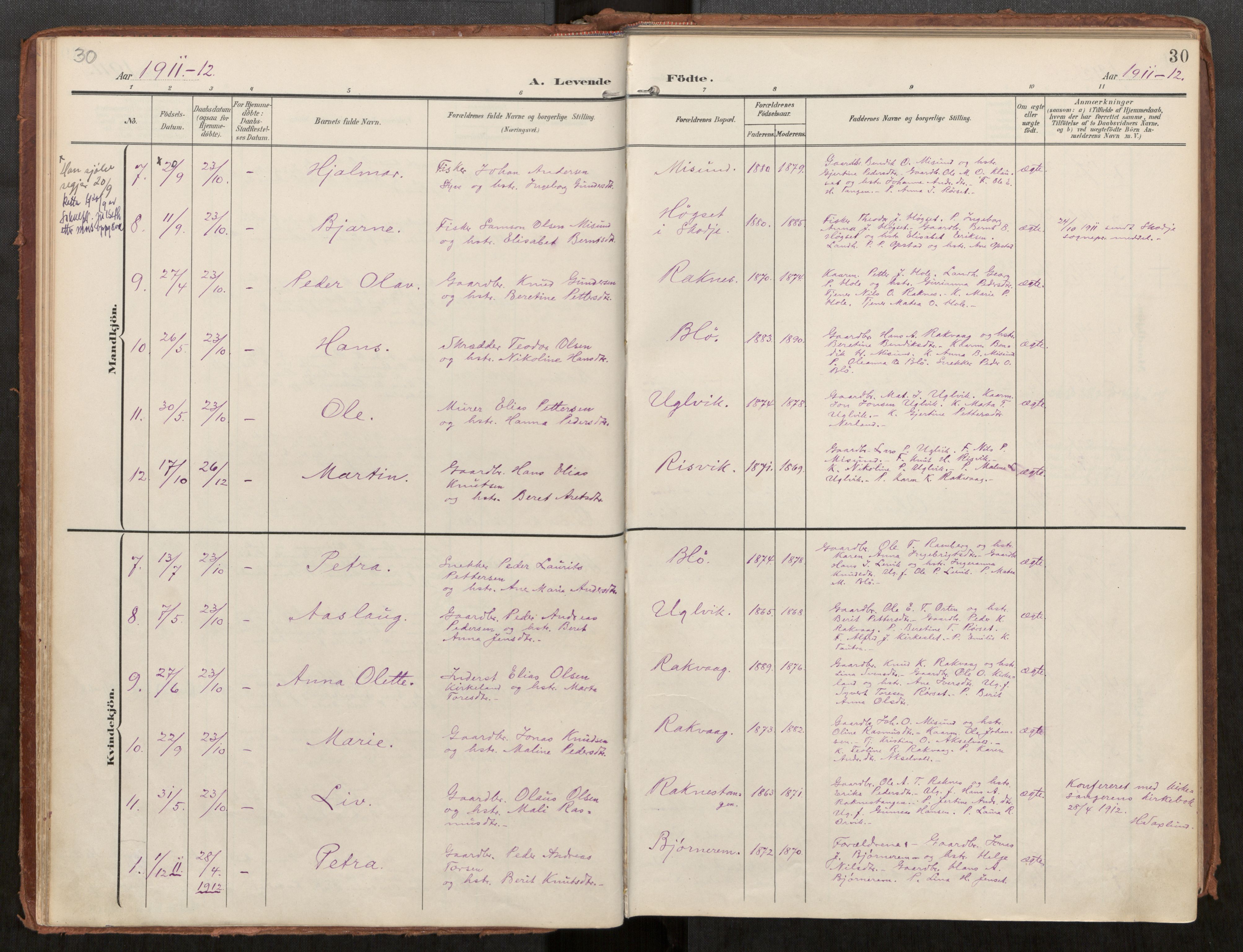 Ministerialprotokoller, klokkerbøker og fødselsregistre - Møre og Romsdal, AV/SAT-A-1454/563/L0740: Parish register (official) no. 563A02, 1903-1923, p. 30