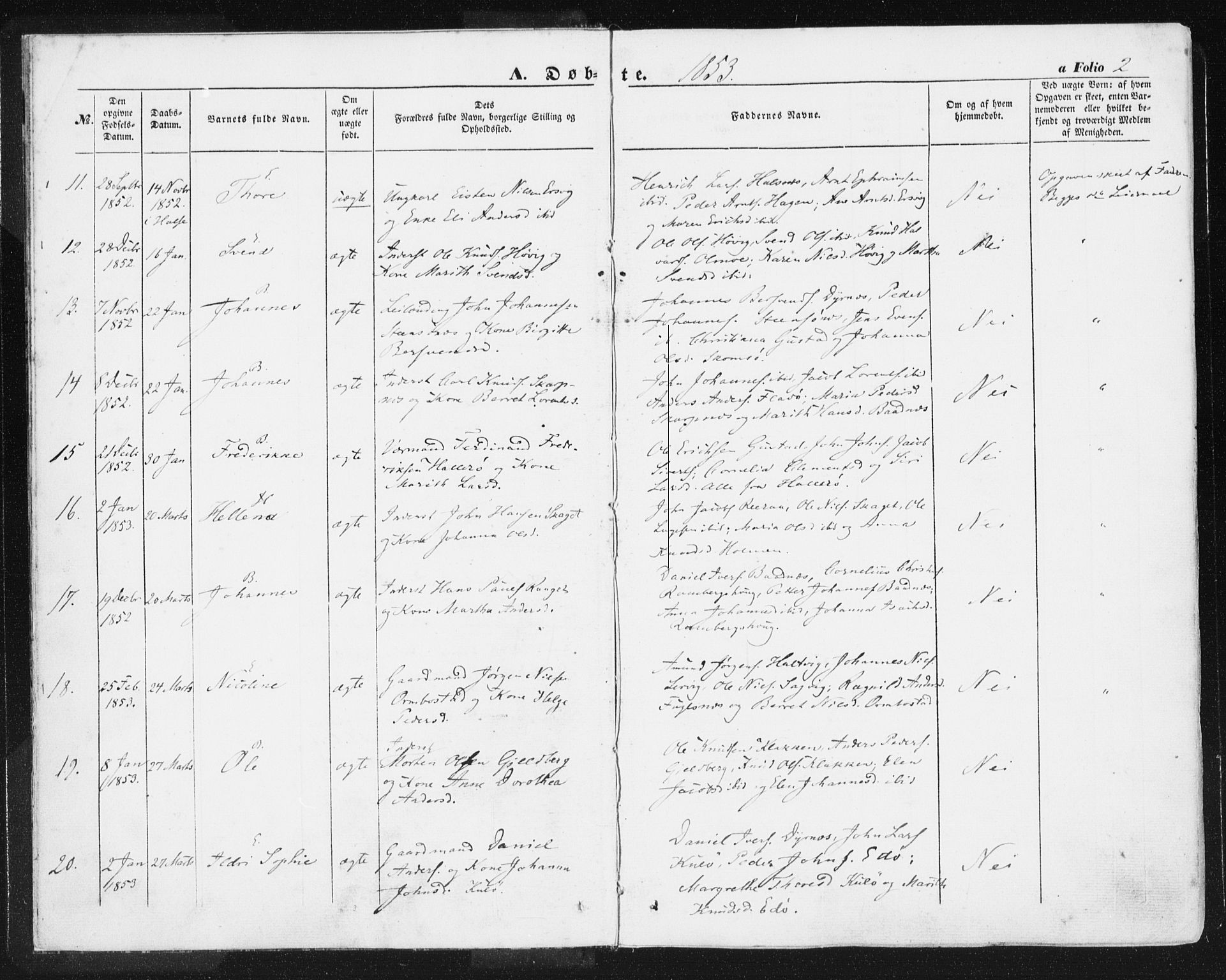 Ministerialprotokoller, klokkerbøker og fødselsregistre - Møre og Romsdal, AV/SAT-A-1454/581/L0937: Parish register (official) no. 581A05, 1853-1872, p. 2