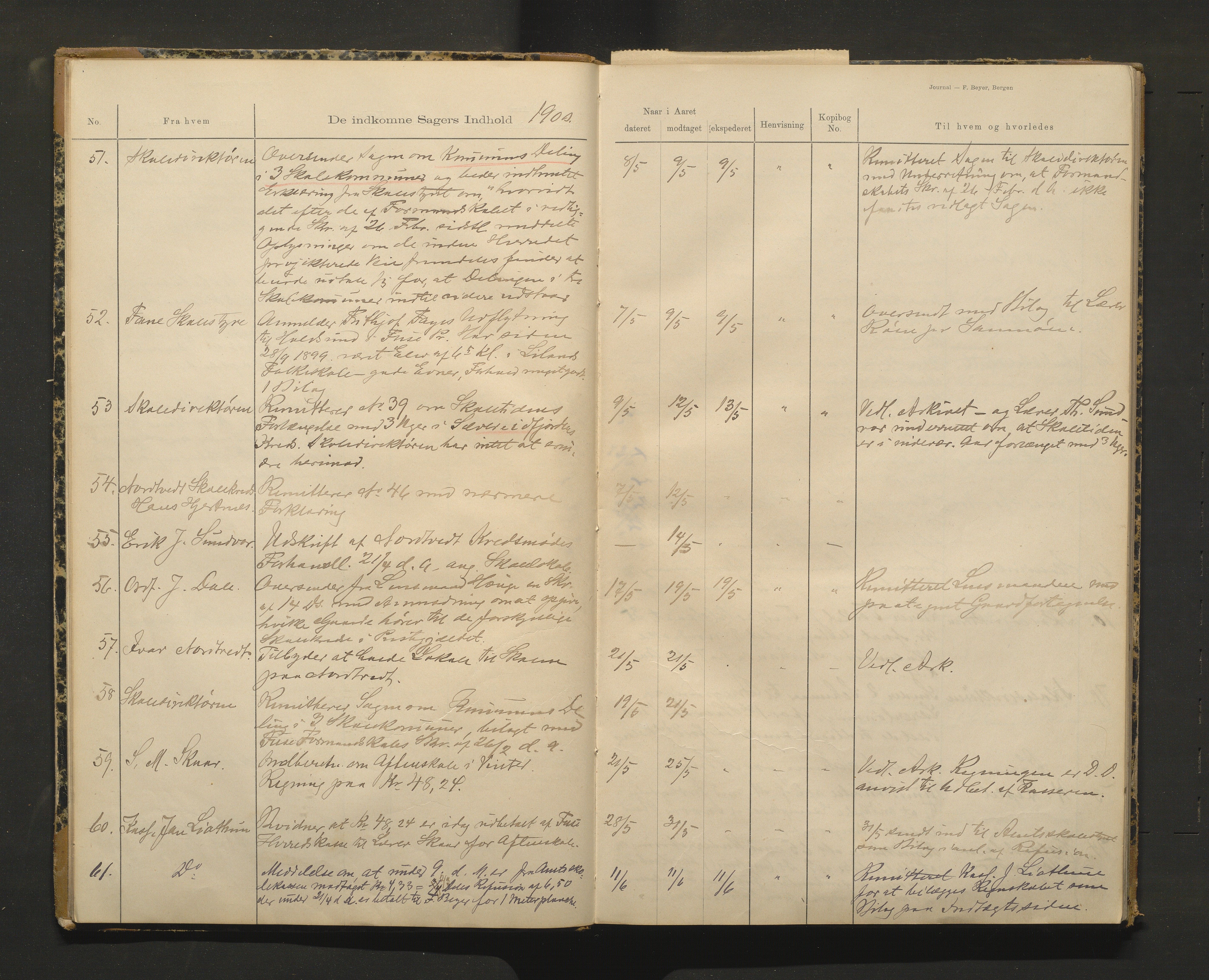 Fusa kommune. Skulestyret, IKAH/1241-211/C/Cb/L0001: Postjournal for Fusa skulestyre , 1900-1911