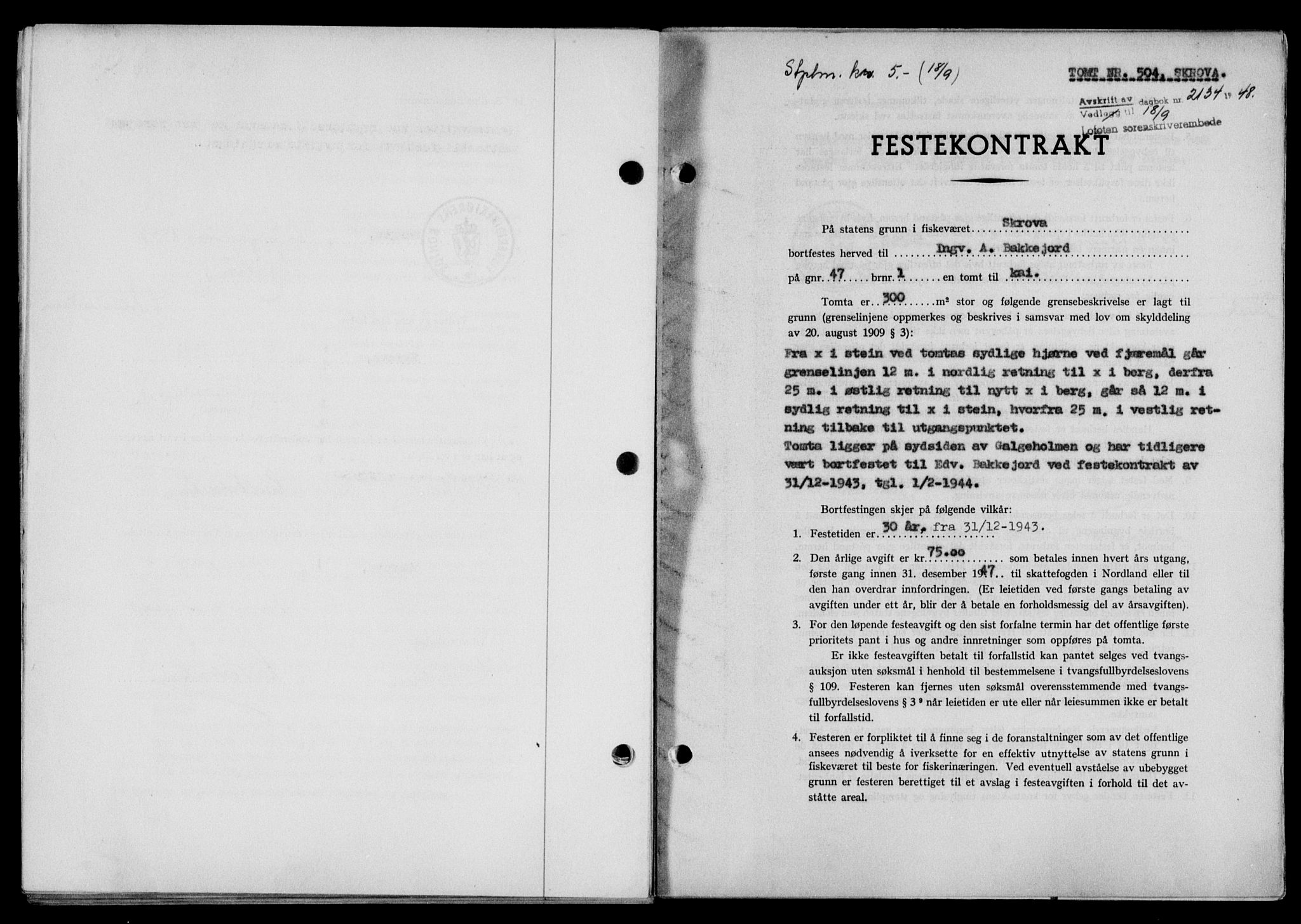 Lofoten sorenskriveri, SAT/A-0017/1/2/2C/L0019a: Mortgage book no. 19a, 1948-1948, Diary no: : 2134/1948