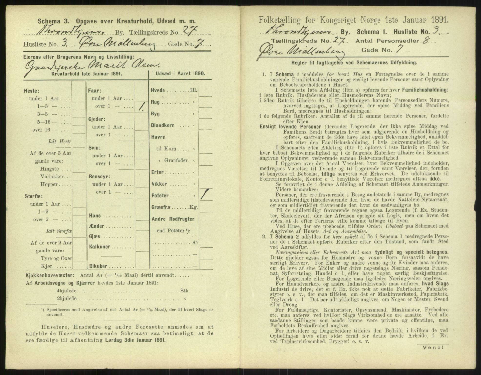 RA, 1891 census for 1601 Trondheim, 1891, p. 1888