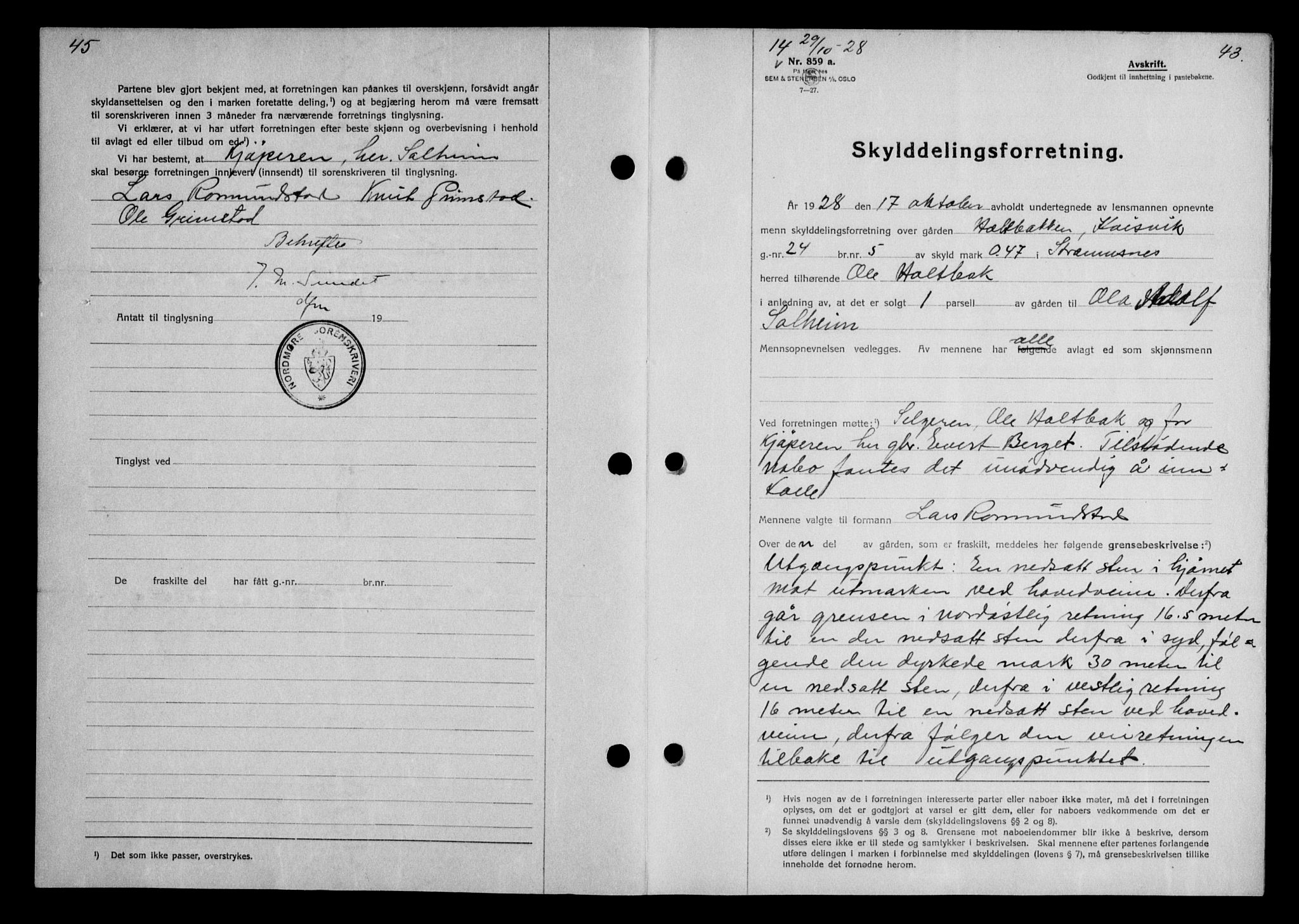 Nordmøre sorenskriveri, AV/SAT-A-4132/1/2/2Ca/L0065: Mortgage book no. 55, 1928-1929, Deed date: 29.10.1928