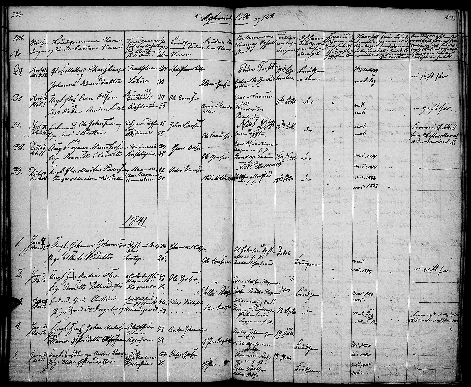 Vestre Toten prestekontor, SAH/PREST-108/H/Ha/Haa/L0003: Parish register (official) no. 3, 1836-1843, p. 236-237