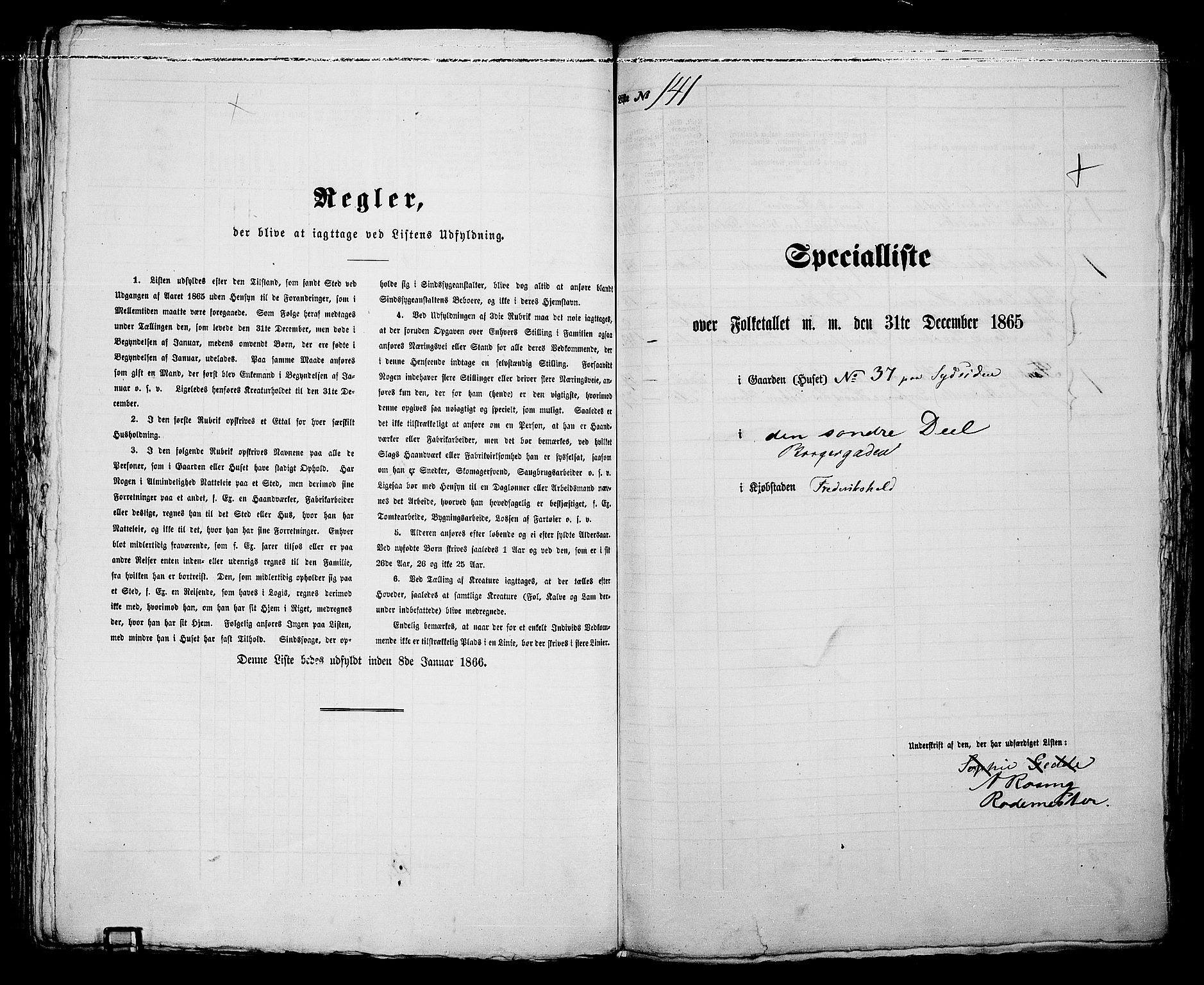 RA, 1865 census for Fredrikshald, 1865, p. 295