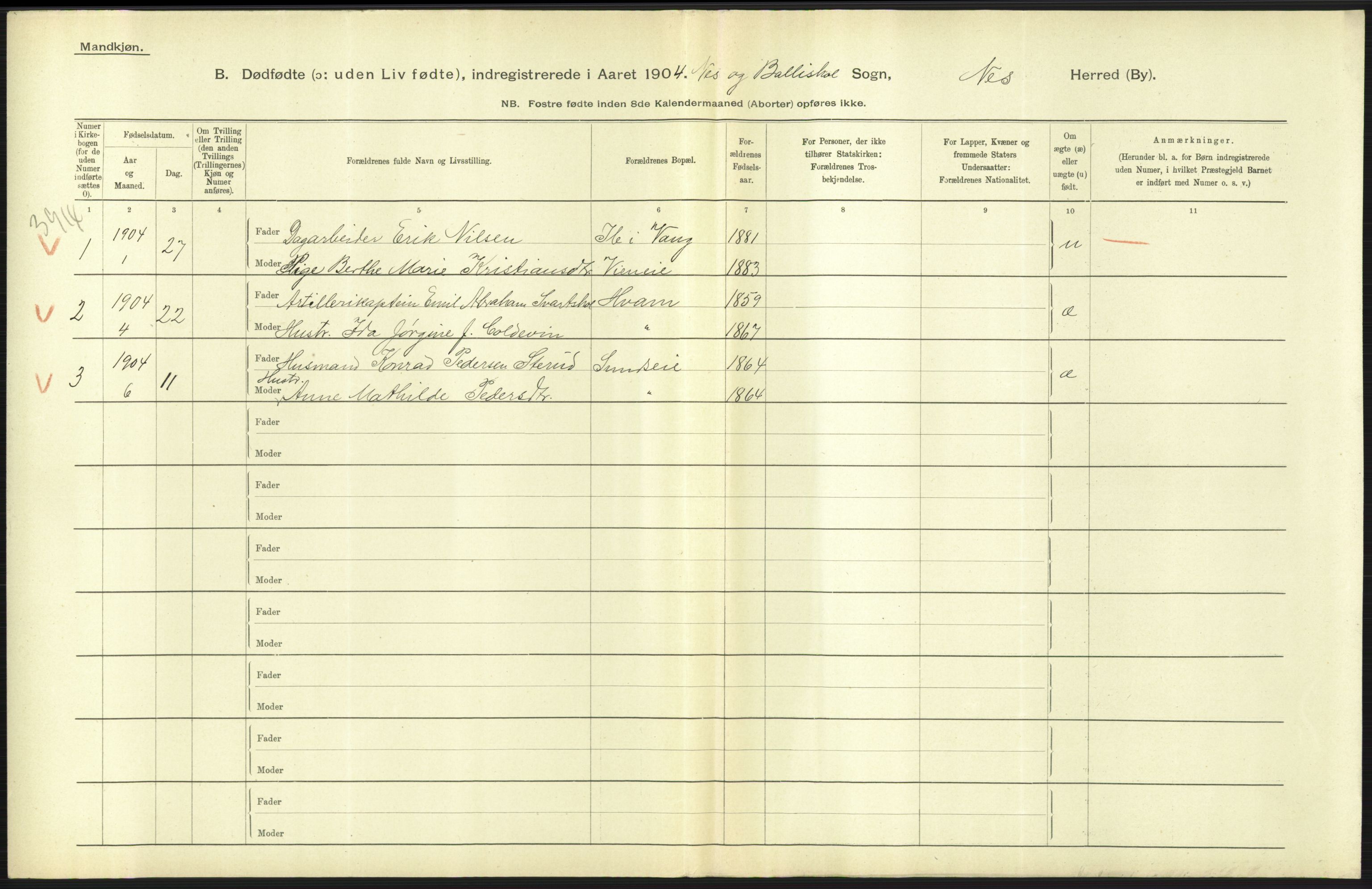 Statistisk sentralbyrå, Sosiodemografiske emner, Befolkning, RA/S-2228/D/Df/Dfa/Dfab/L0025: Smålenenes amt - Stavanger amt: Dødfødte. Bygder., 1904, p. 117