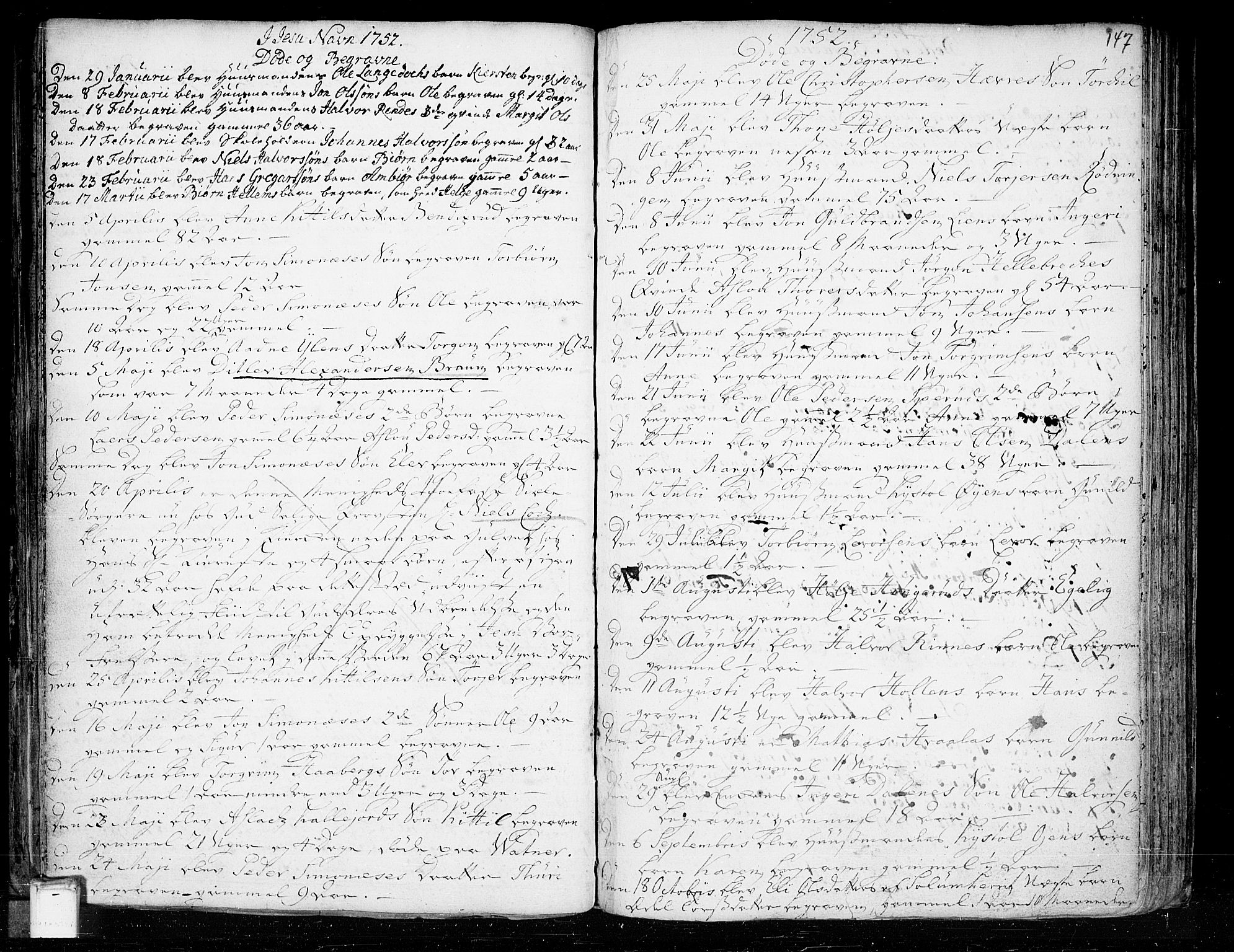 Heddal kirkebøker, SAKO/A-268/F/Fa/L0003: Parish register (official) no. I 3, 1723-1783, p. 147