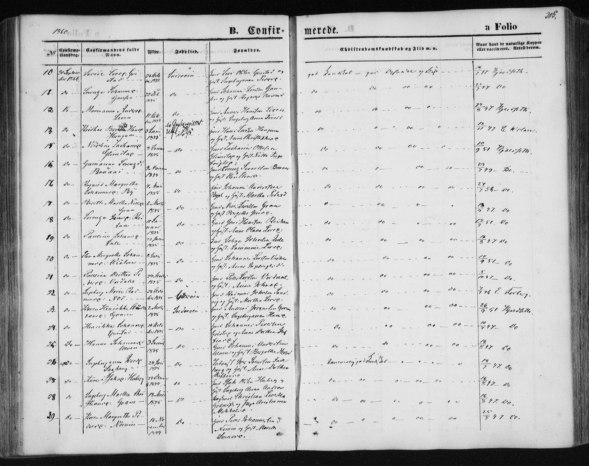 Ministerialprotokoller, klokkerbøker og fødselsregistre - Nord-Trøndelag, AV/SAT-A-1458/730/L0283: Parish register (official) no. 730A08, 1855-1865, p. 205