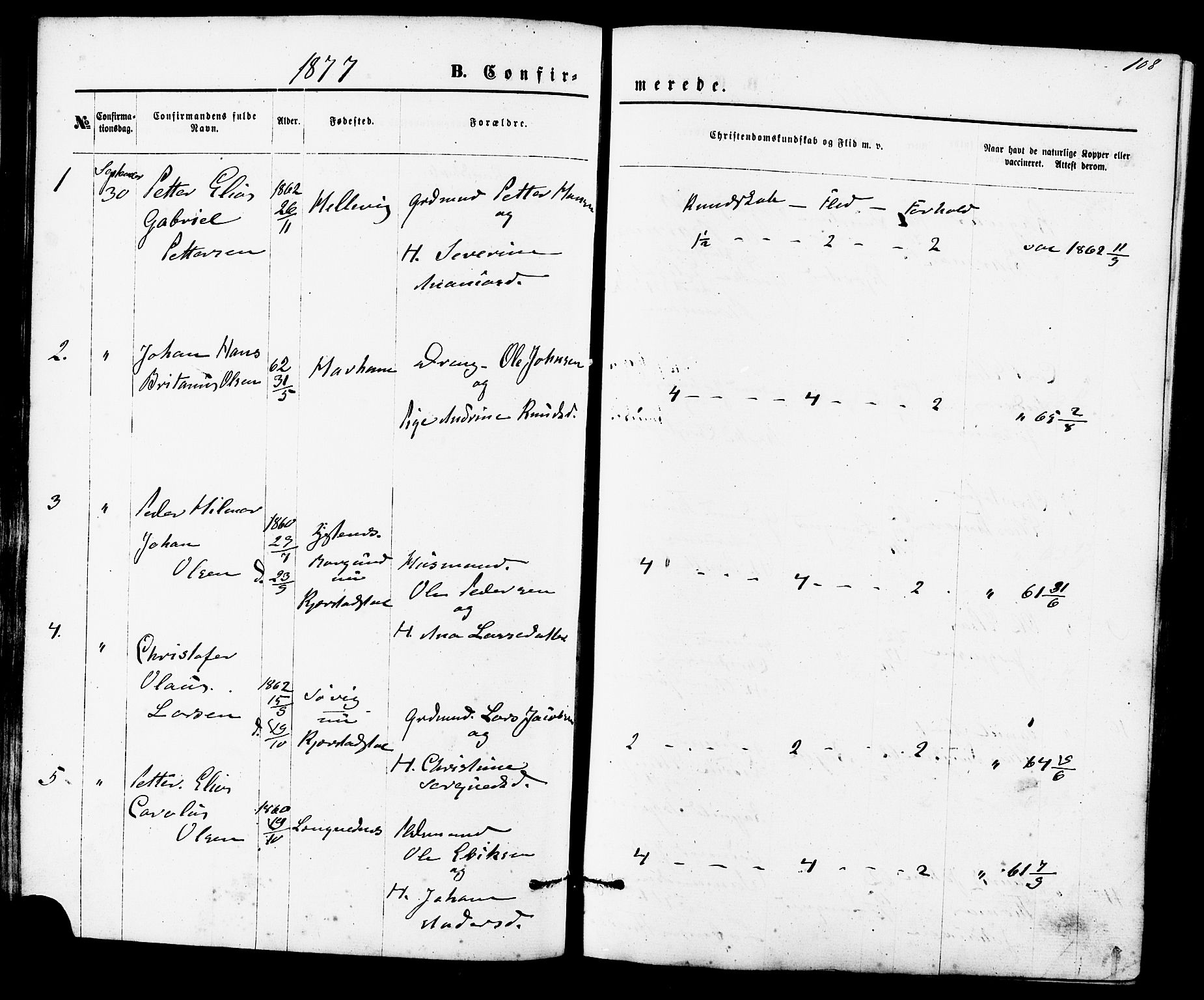 Ministerialprotokoller, klokkerbøker og fødselsregistre - Møre og Romsdal, AV/SAT-A-1454/536/L0500: Parish register (official) no. 536A09, 1876-1889, p. 108