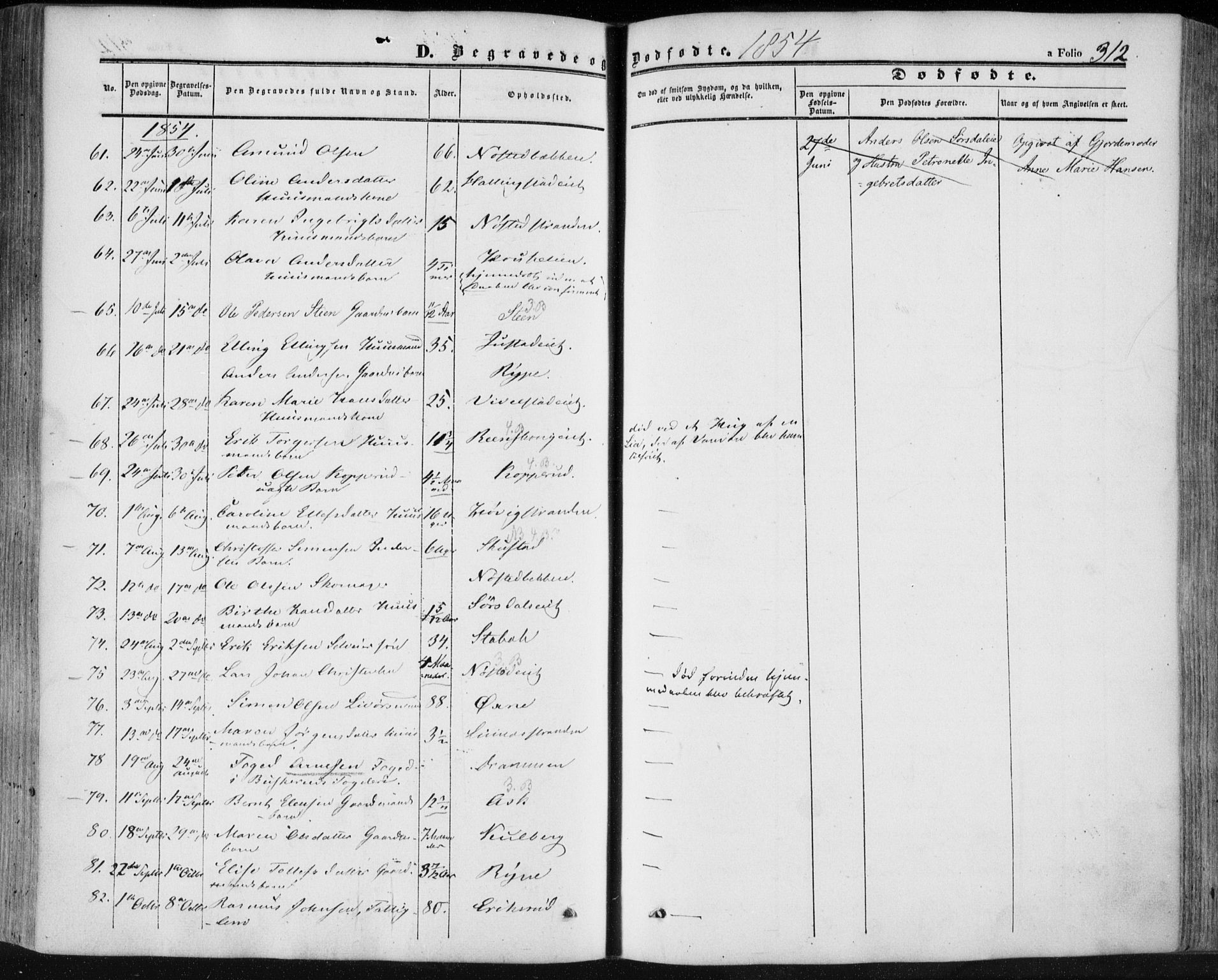 Lier kirkebøker, SAKO/A-230/F/Fa/L0012: Parish register (official) no. I 12, 1854-1864, p. 312