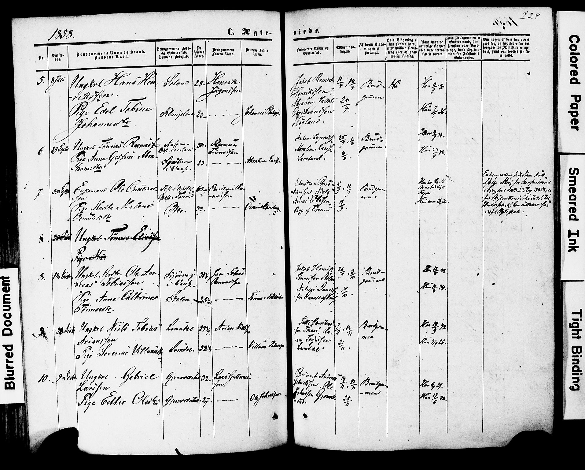 Herad sokneprestkontor, AV/SAK-1111-0018/F/Fa/Faa/L0005: Parish register (official) no. A 5, 1853-1886, p. 224