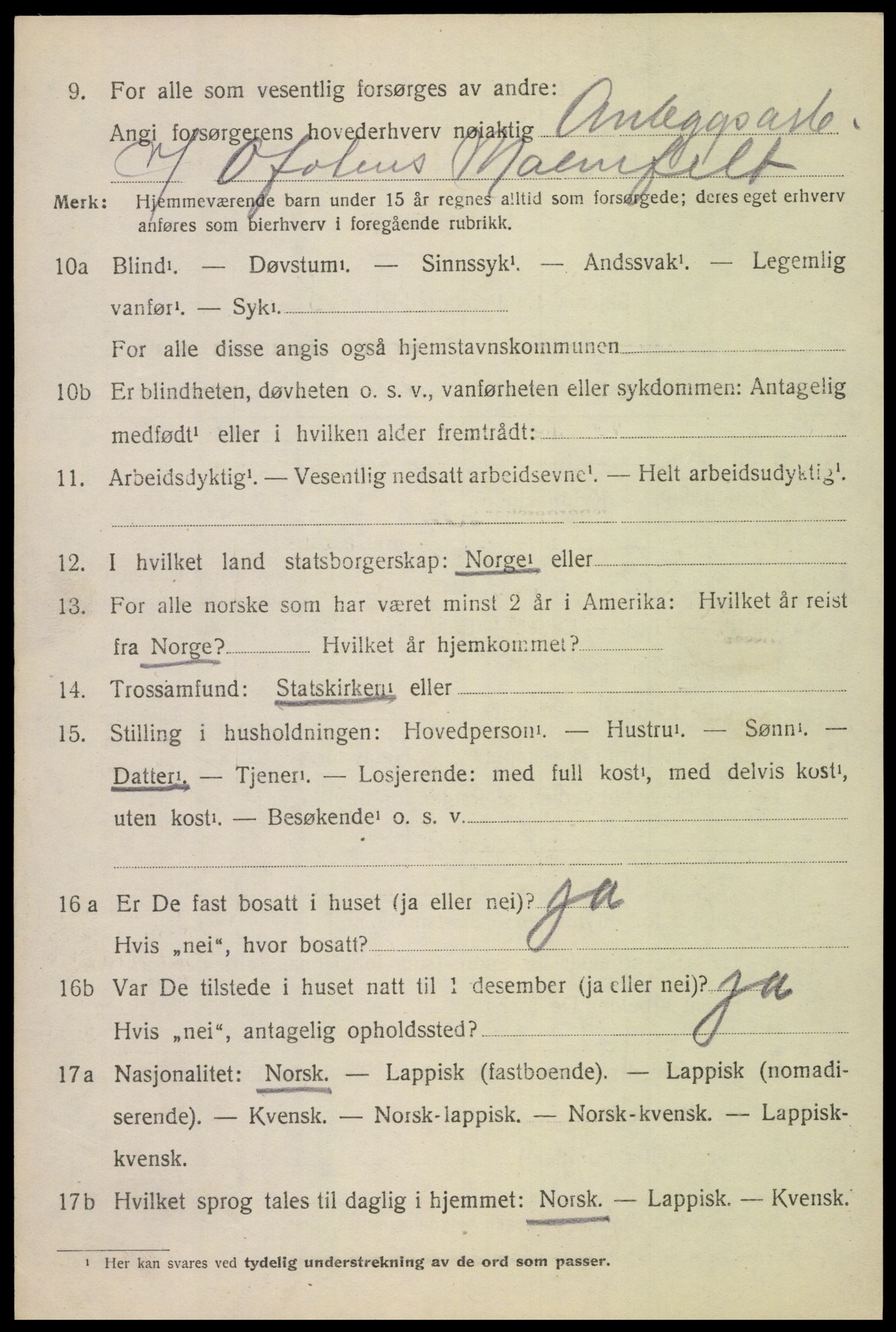 SAT, 1920 census for Evenes, 1920, p. 7037