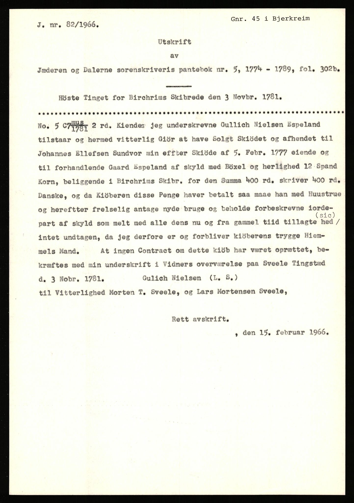 Statsarkivet i Stavanger, SAST/A-101971/03/Y/Yj/L0018: Avskrifter sortert etter gårdsnavn: Engelsvold - Espevold nedre, 1750-1930, p. 444