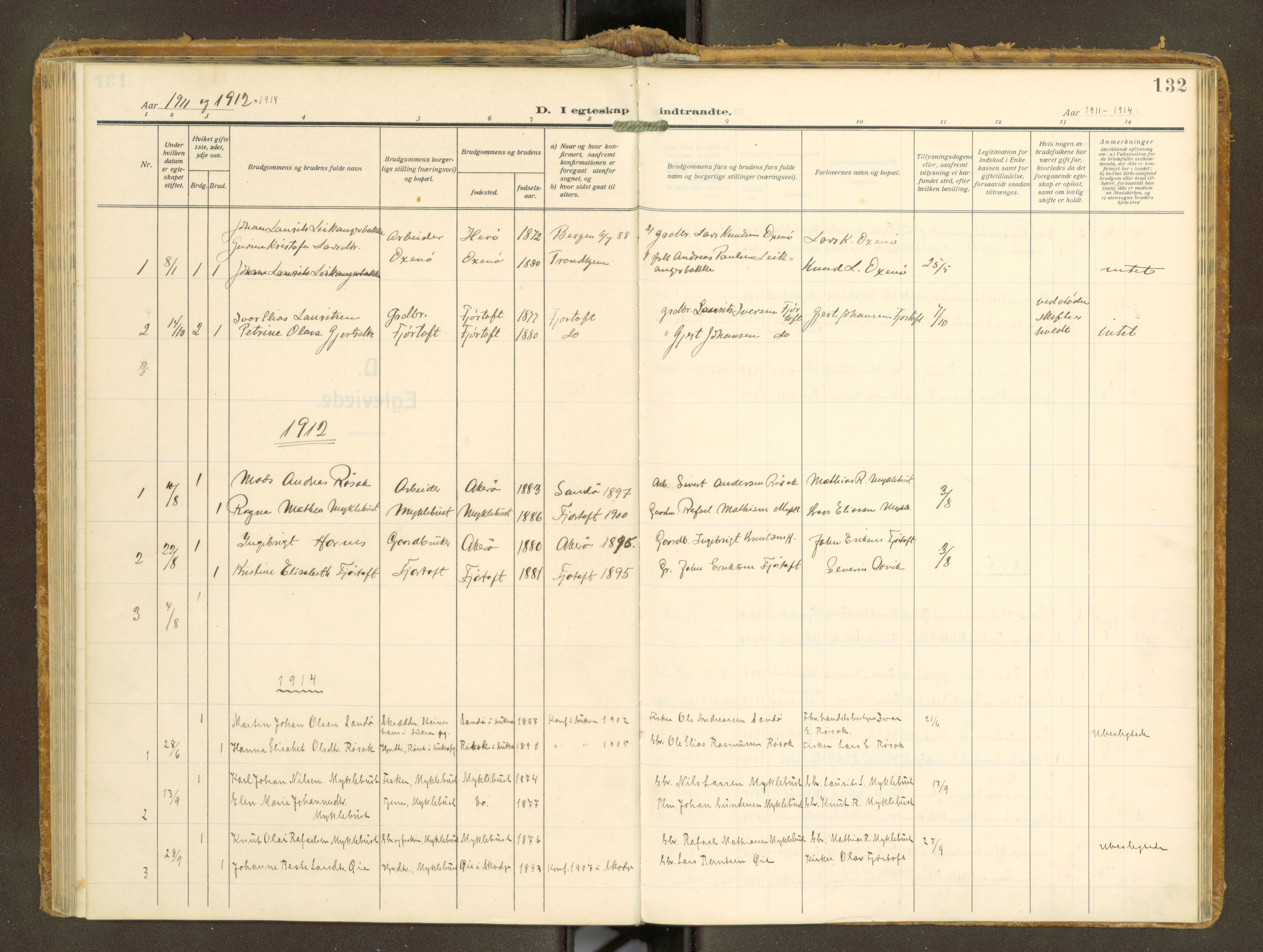 Ministerialprotokoller, klokkerbøker og fødselsregistre - Møre og Romsdal, AV/SAT-A-1454/538/L0528: Parish register (official) no. 538A--, 1911-1935, p. 132