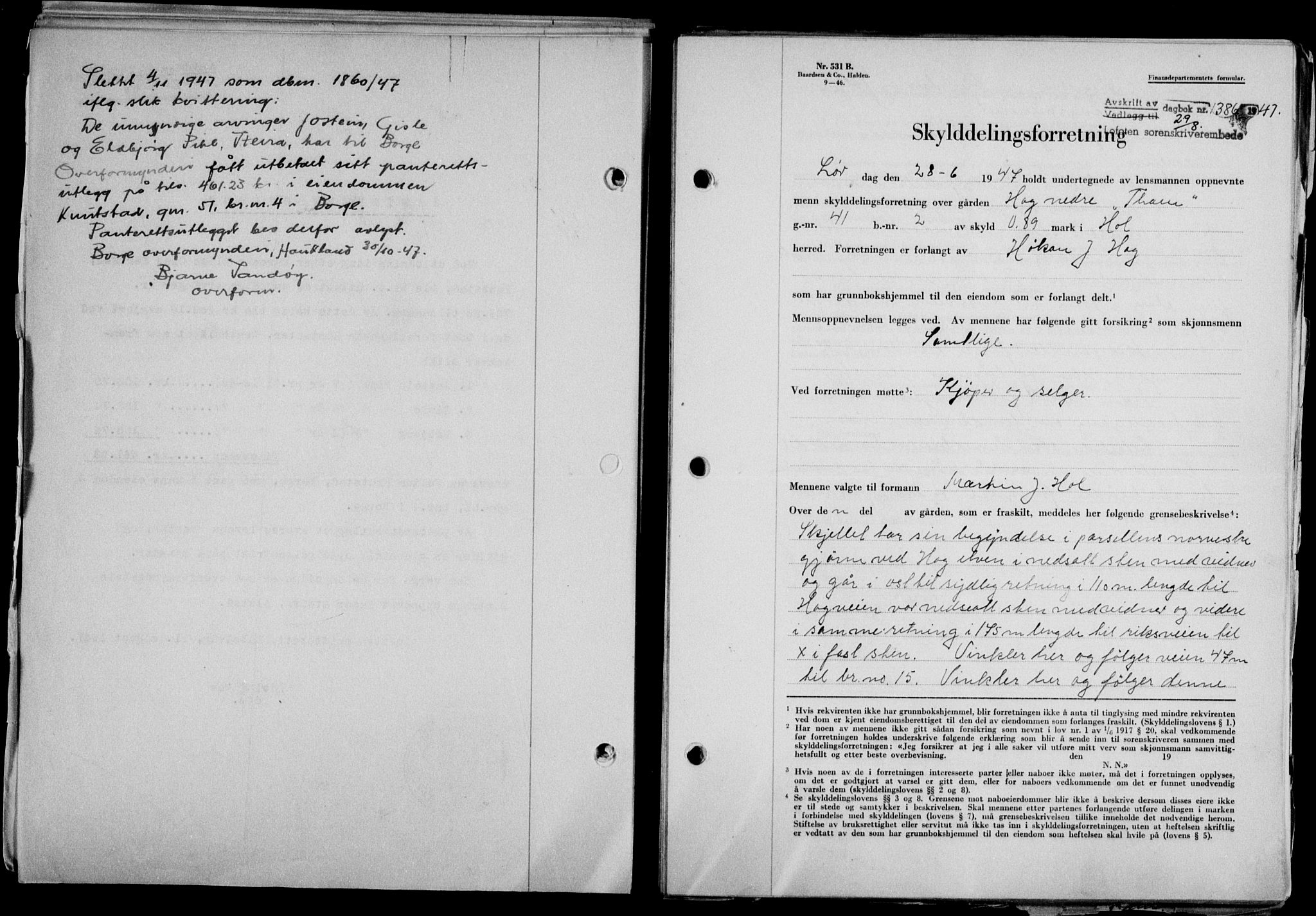 Lofoten sorenskriveri, SAT/A-0017/1/2/2C/L0016a: Mortgage book no. 16a, 1947-1947, Diary no: : 1386/1947
