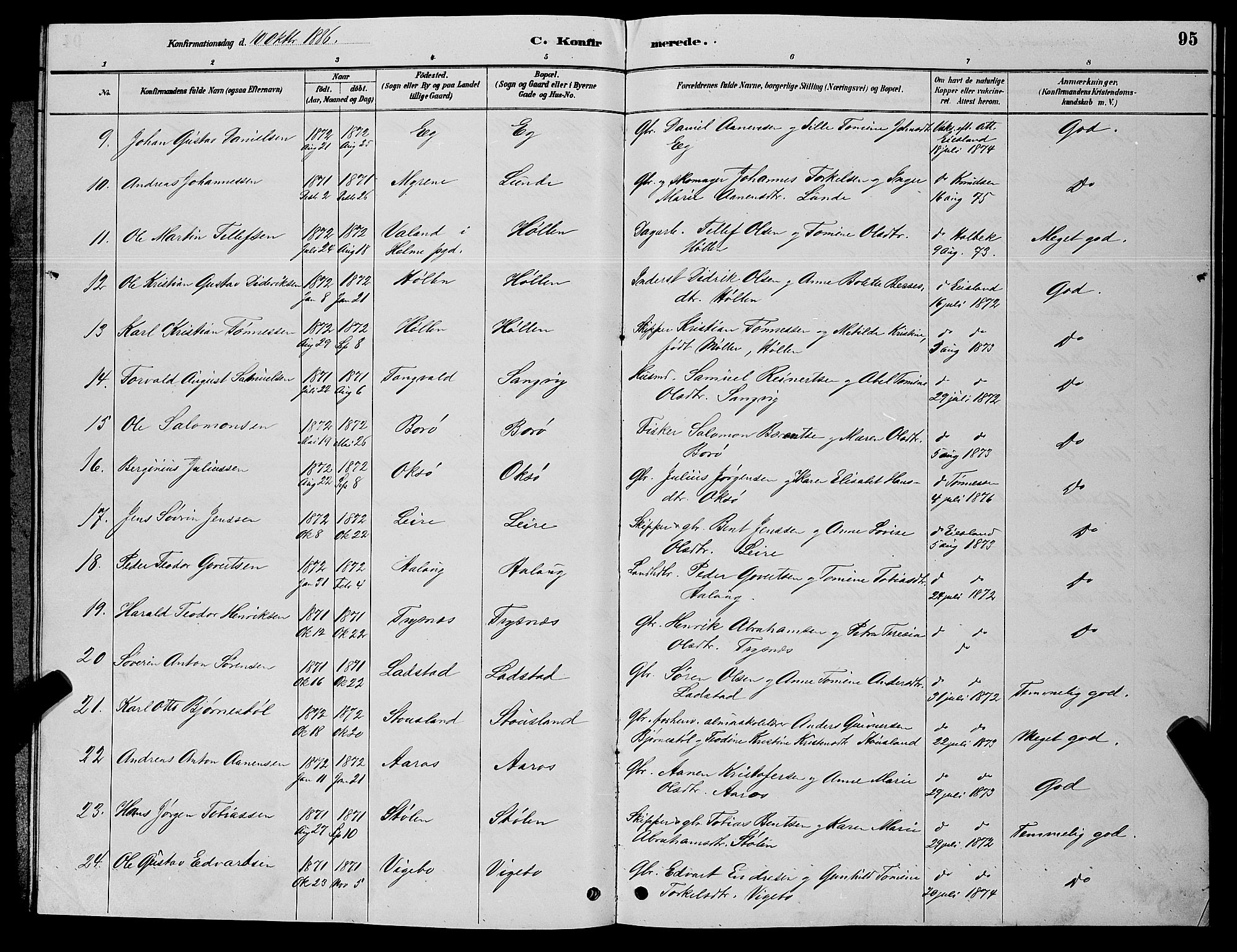 Søgne sokneprestkontor, SAK/1111-0037/F/Fb/Fbb/L0005: Parish register (copy) no. B 5, 1884-1891, p. 95