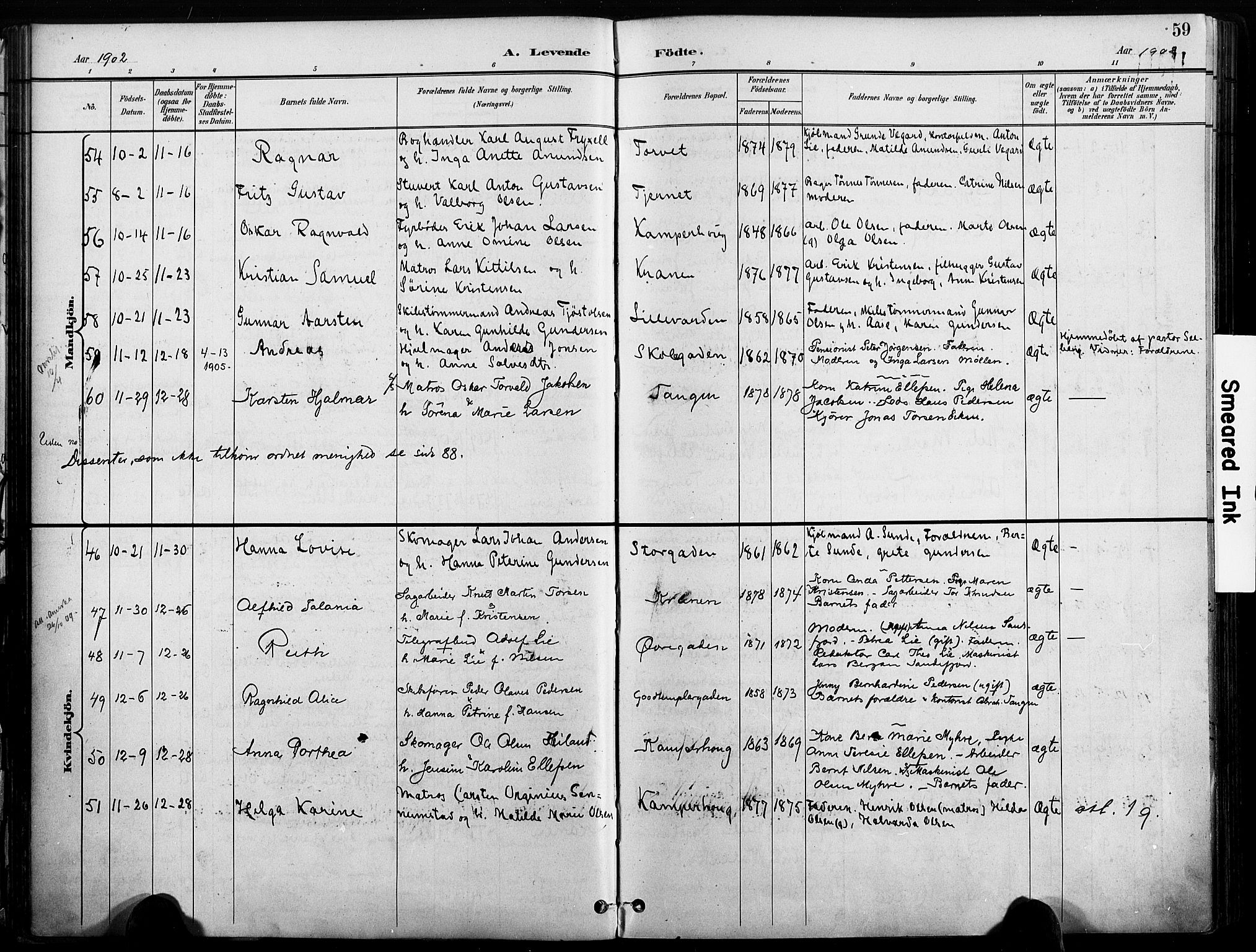 Risør sokneprestkontor, AV/SAK-1111-0035/F/Fa/L0010: Parish register (official) no. A 10, 1896-1906, p. 59