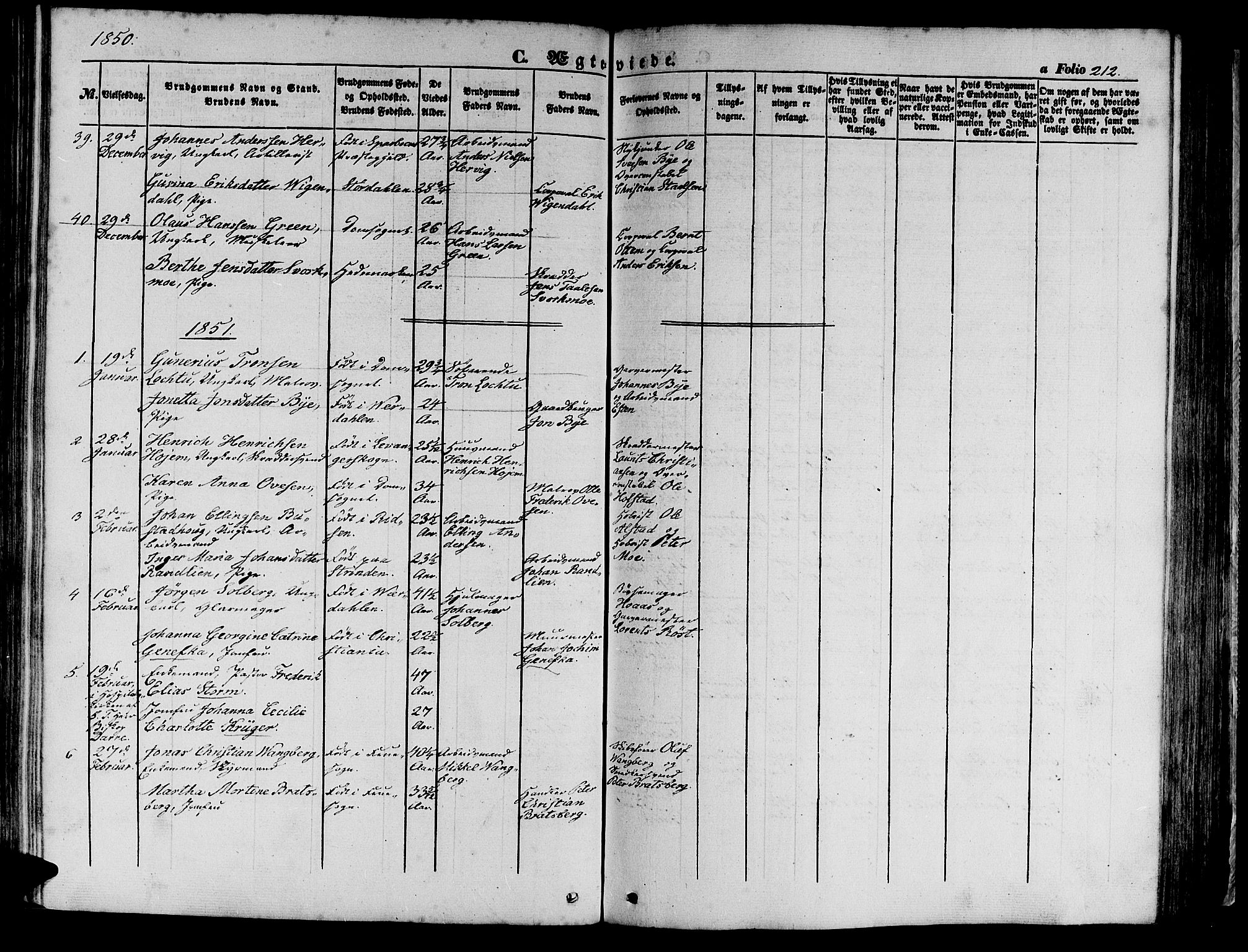 Ministerialprotokoller, klokkerbøker og fødselsregistre - Sør-Trøndelag, SAT/A-1456/602/L0137: Parish register (copy) no. 602C05, 1846-1856, p. 212