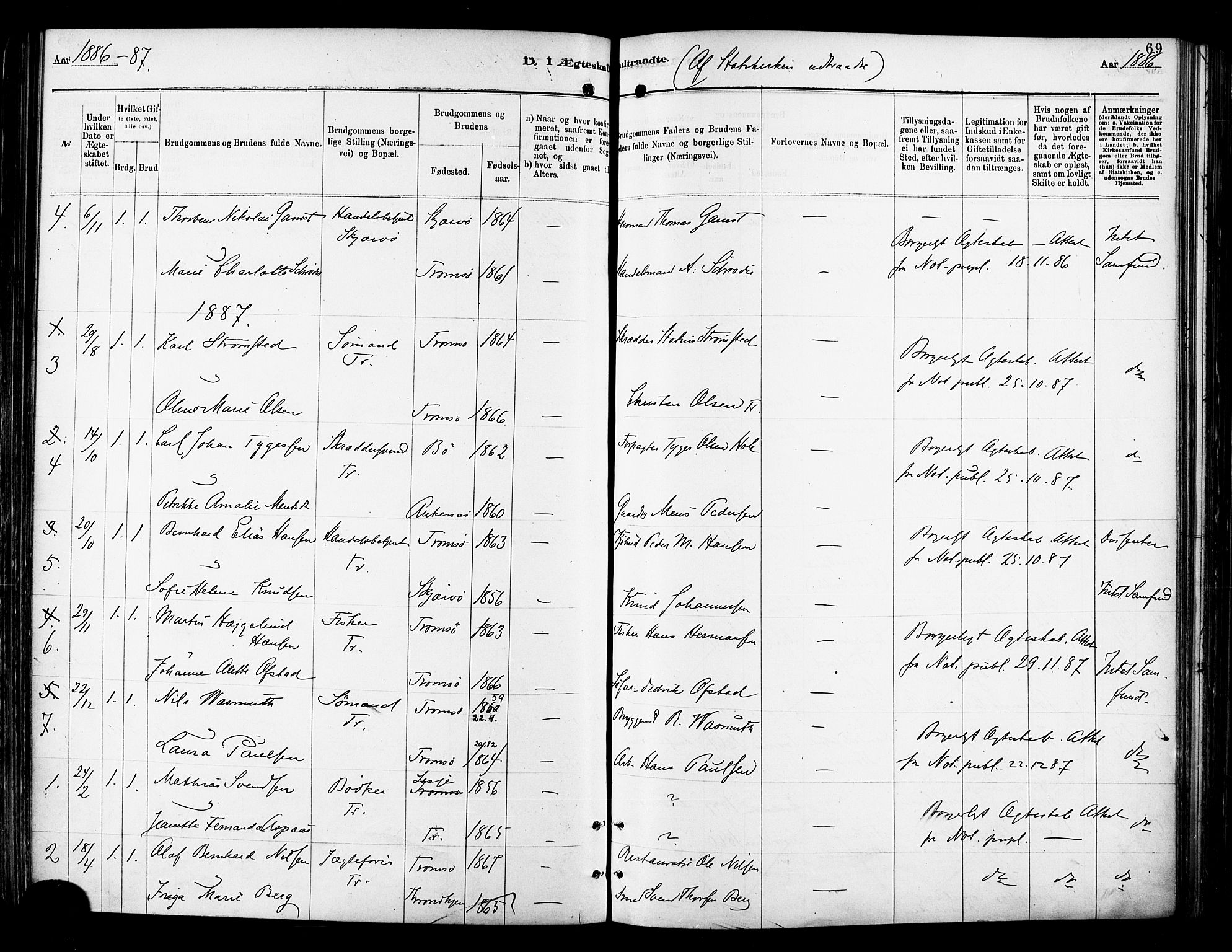 Tromsø sokneprestkontor/stiftsprosti/domprosti, AV/SATØ-S-1343/G/Ga/L0014kirke: Parish register (official) no. 14, 1878-1888, p. 69