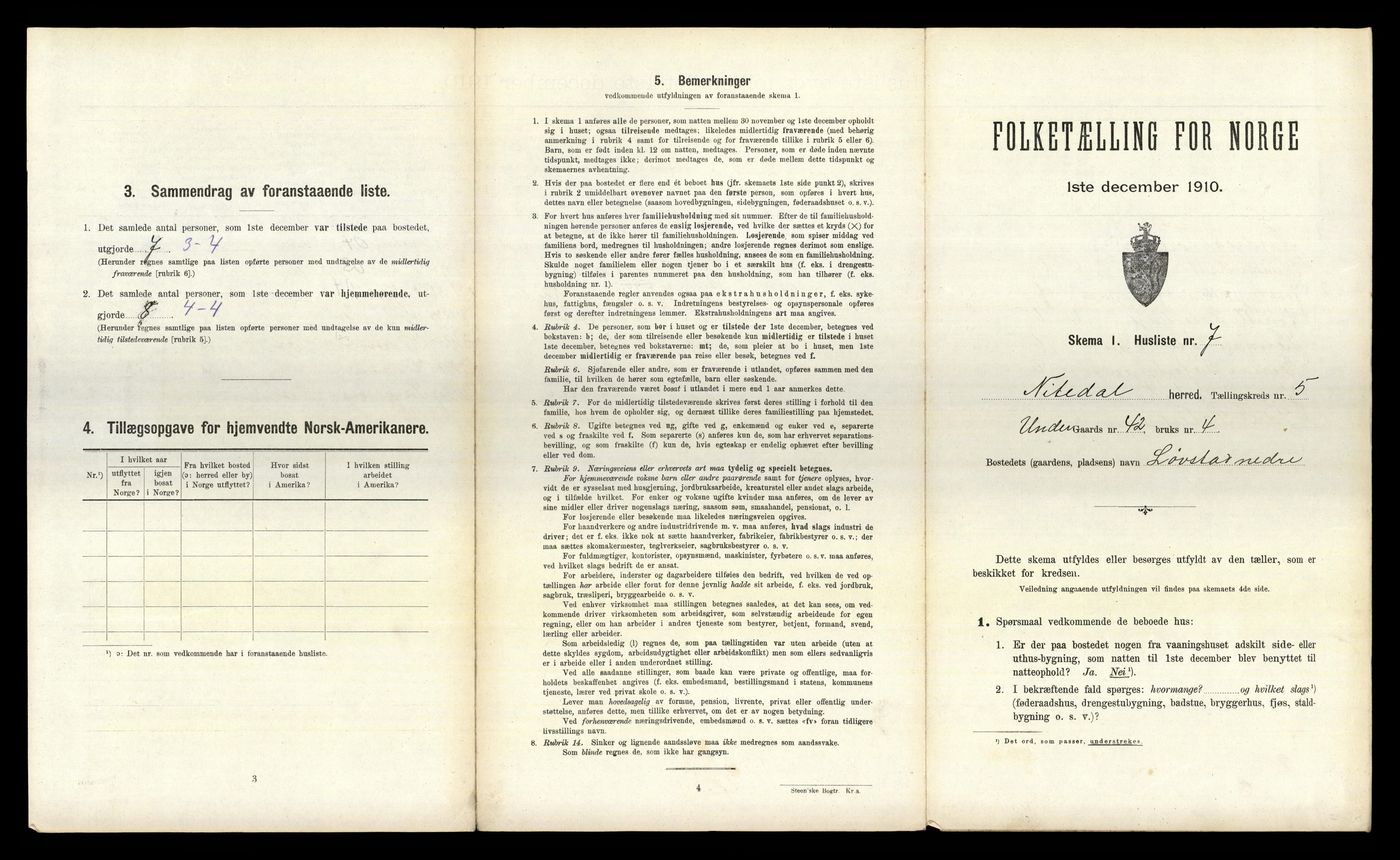 RA, 1910 census for Nittedal, 1910, p. 791