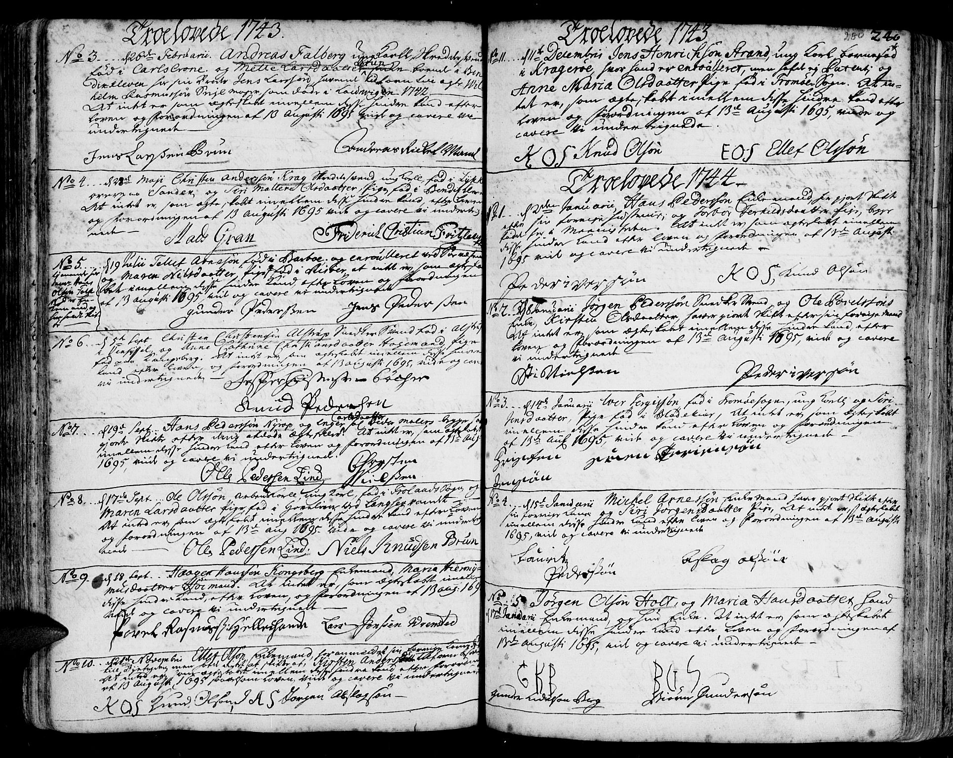 Arendal sokneprestkontor, Trefoldighet, SAK/1111-0040/F/Fa/L0001: Parish register (official) no. A 1, 1703-1815, p. 280