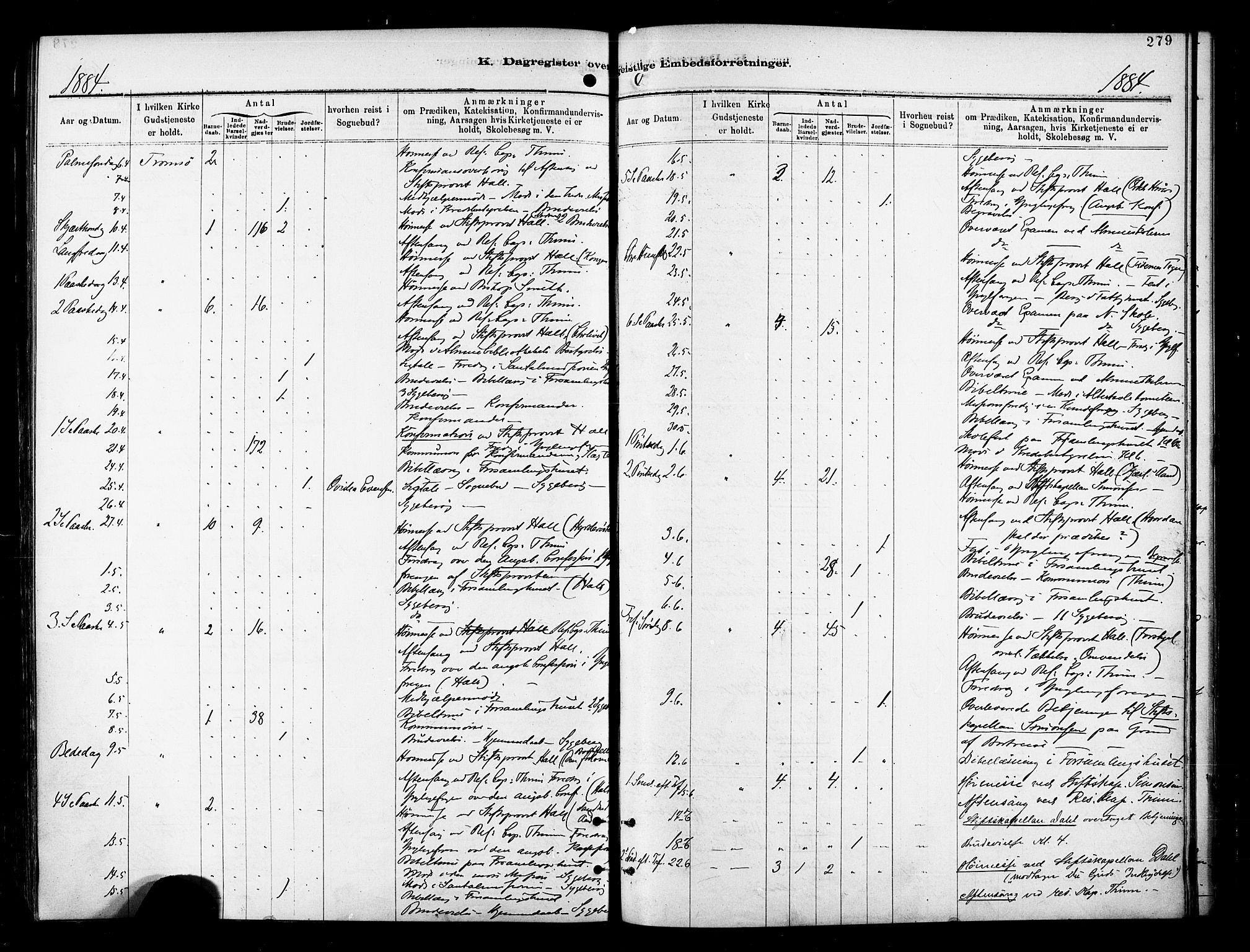 Tromsø sokneprestkontor/stiftsprosti/domprosti, SATØ/S-1343/G/Ga/L0014kirke: Parish register (official) no. 14, 1878-1888, p. 279