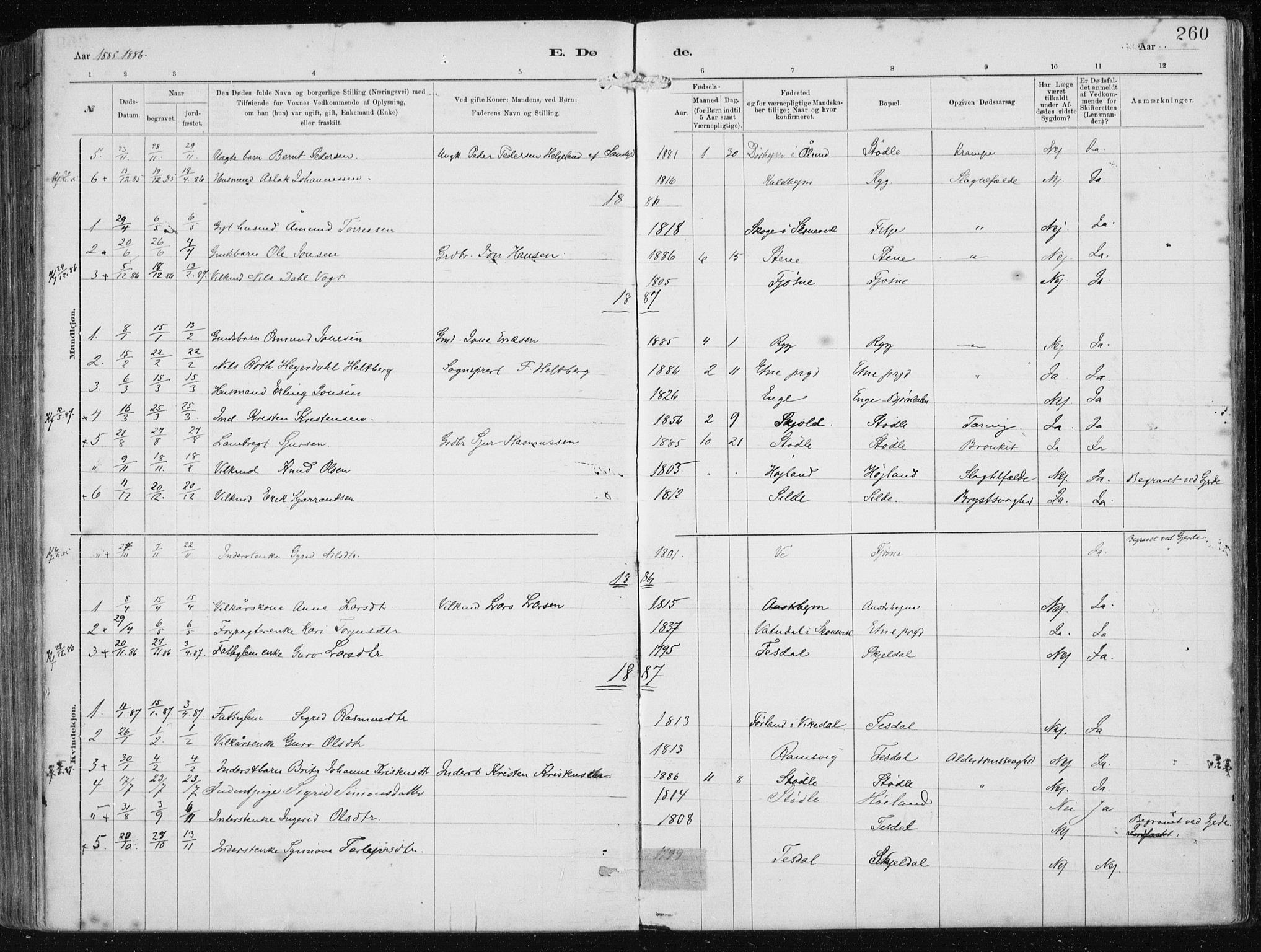 Etne sokneprestembete, SAB/A-75001/H/Haa: Parish register (official) no. B  1, 1879-1919, p. 260