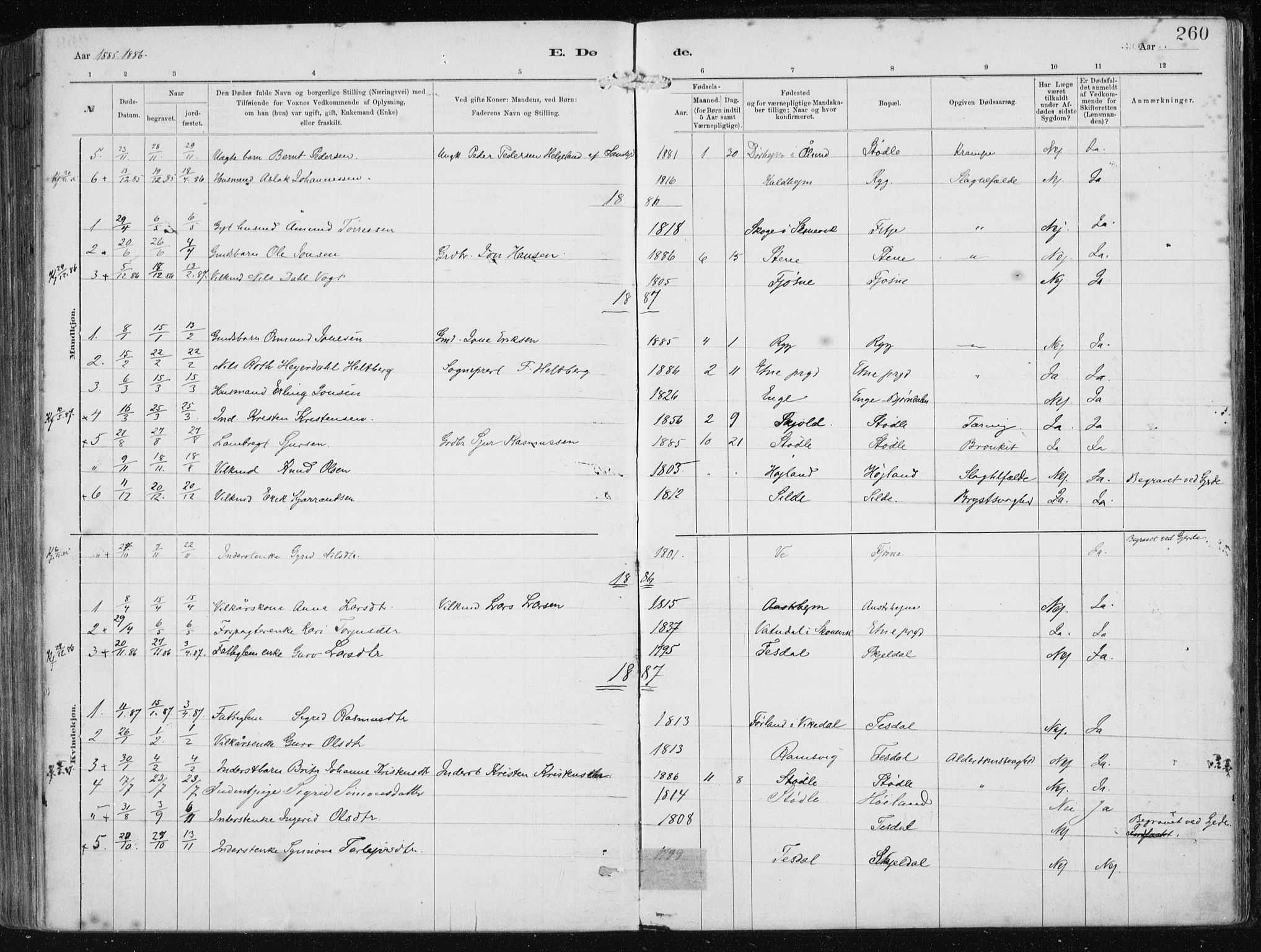 Etne sokneprestembete, AV/SAB-A-75001/H/Haa: Parish register (official) no. B  1, 1879-1919, p. 260