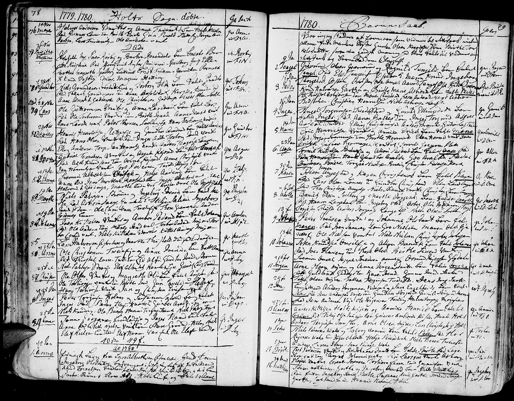 Holt sokneprestkontor, AV/SAK-1111-0021/F/Fa/L0003: Parish register (official) no. A 3, 1765-1798, p. 78-79