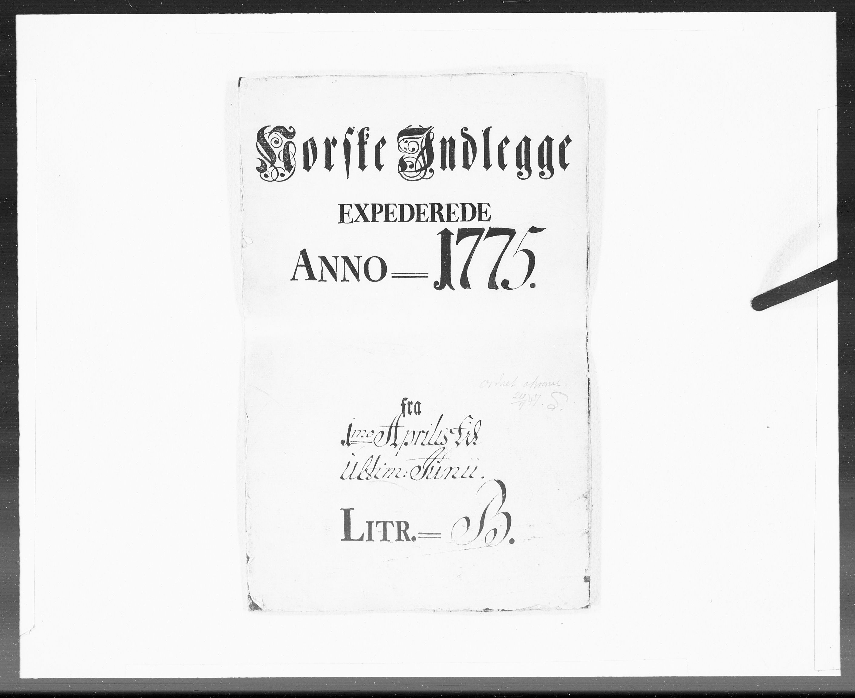 Danske Kanselli 1572-1799, AV/RA-EA-3023/F/Fc/Fcc/Fcca/L0216: Norske innlegg 1572-1799, 1775, p. 1