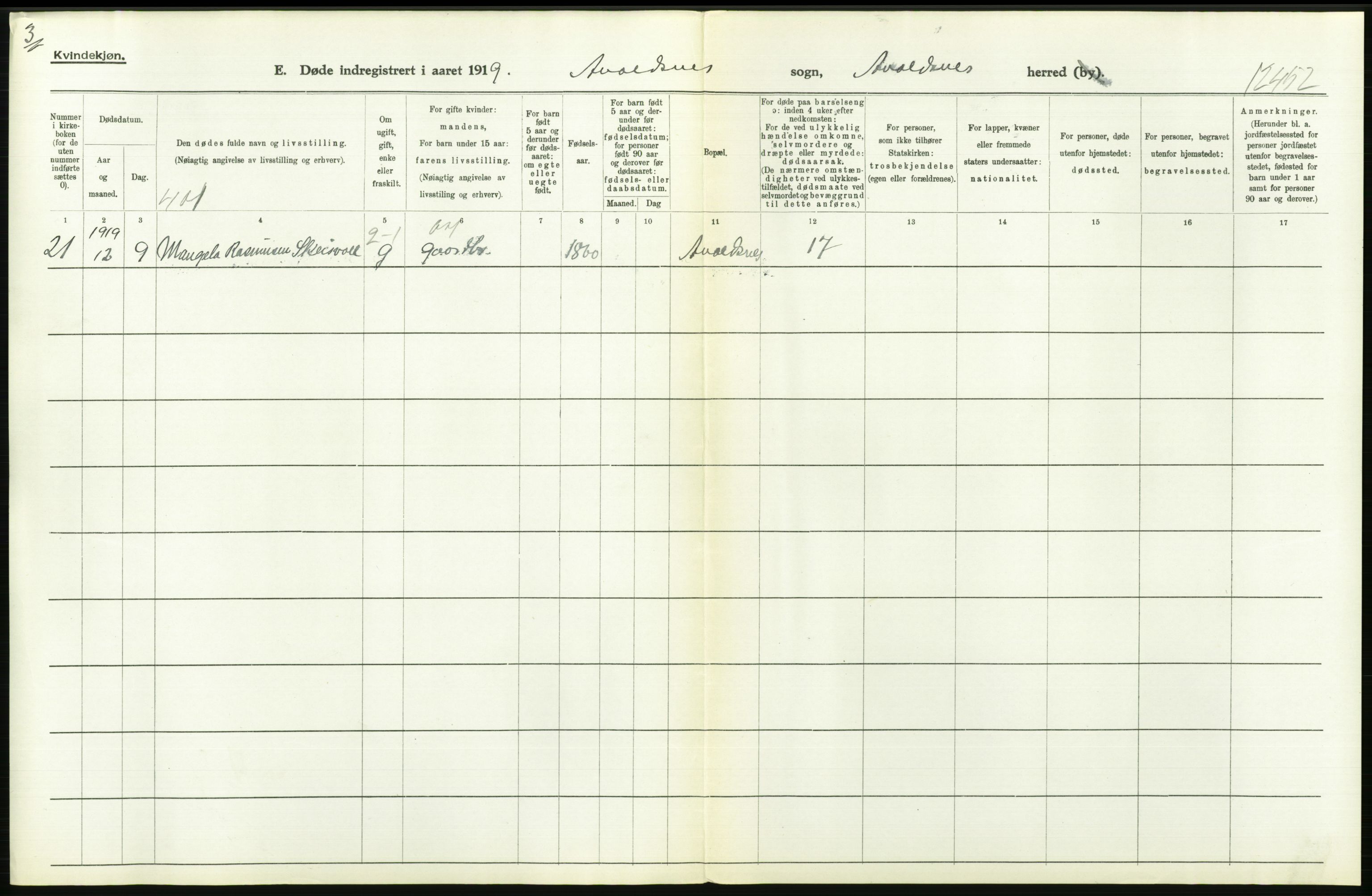 Statistisk sentralbyrå, Sosiodemografiske emner, Befolkning, AV/RA-S-2228/D/Df/Dfb/Dfbi/L0030: Rogaland fylke: Døde. Bygder og byer., 1919, p. 336