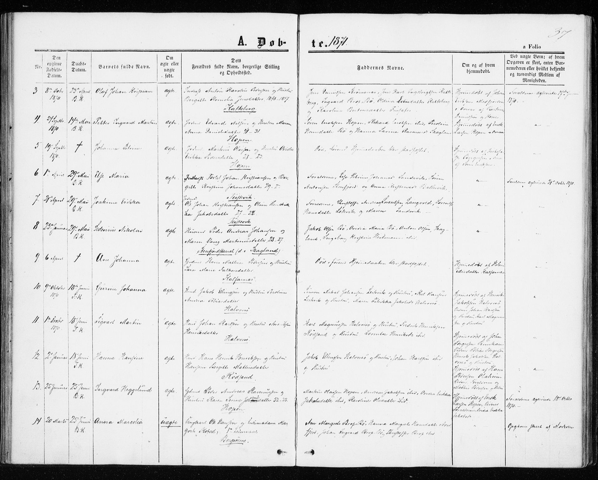 Berg sokneprestkontor, SATØ/S-1318/G/Ga/Gaa/L0002kirke: Parish register (official) no. 2, 1860-1872, p. 37