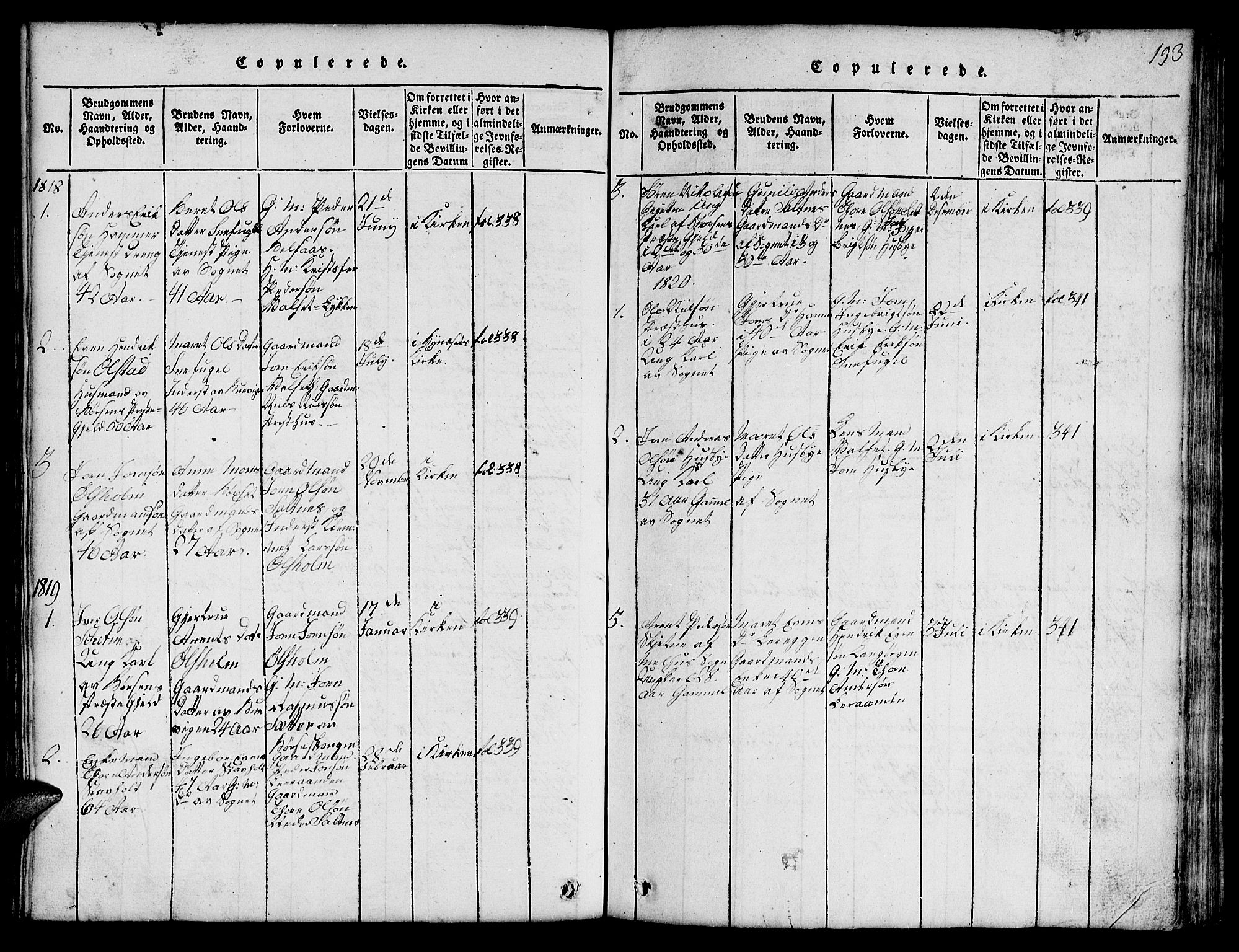 Ministerialprotokoller, klokkerbøker og fødselsregistre - Sør-Trøndelag, SAT/A-1456/666/L0788: Parish register (copy) no. 666C01, 1816-1847, p. 193