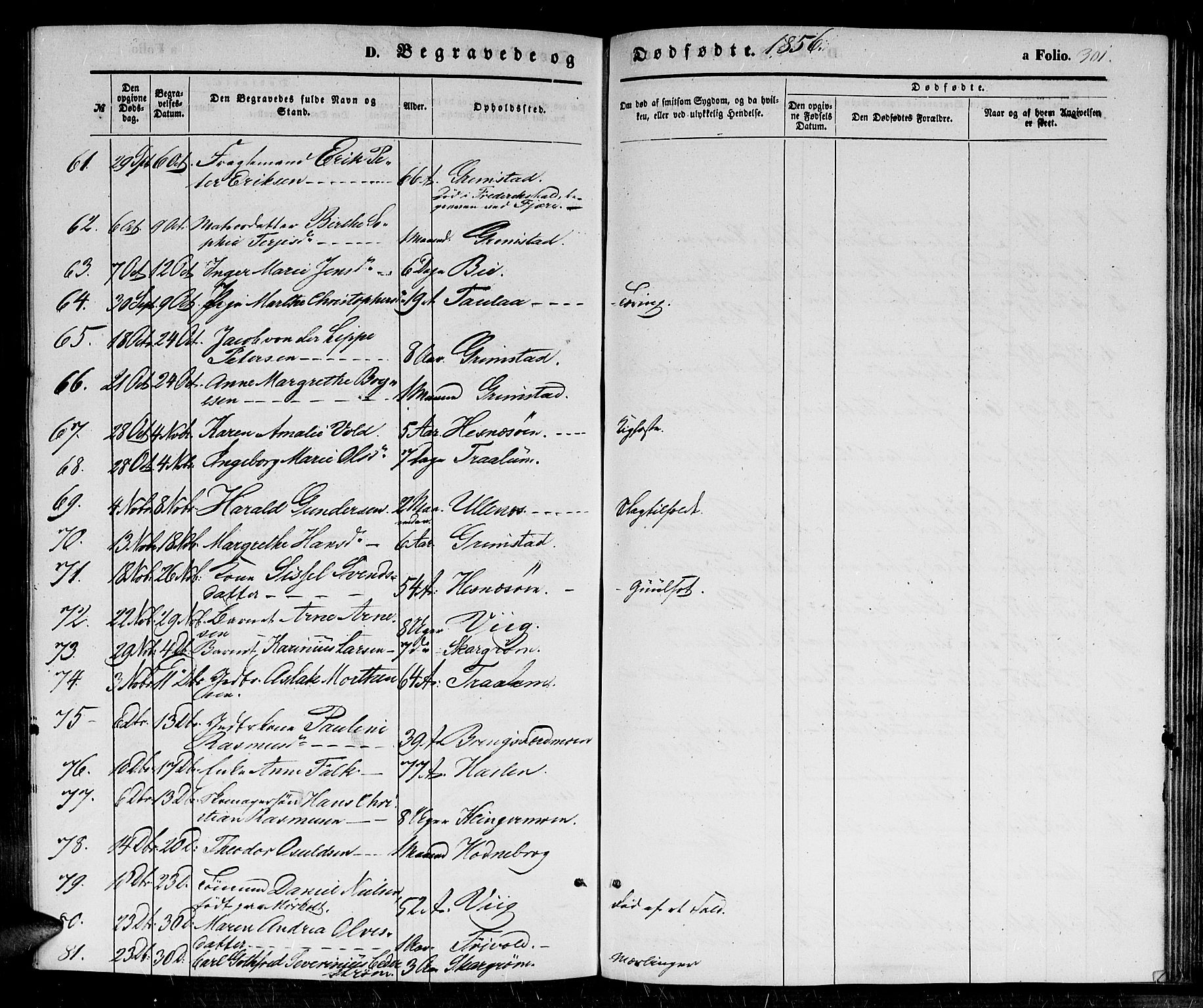 Fjære sokneprestkontor, SAK/1111-0011/F/Fb/L0008: Parish register (copy) no. B 8, 1854-1867, p. 301