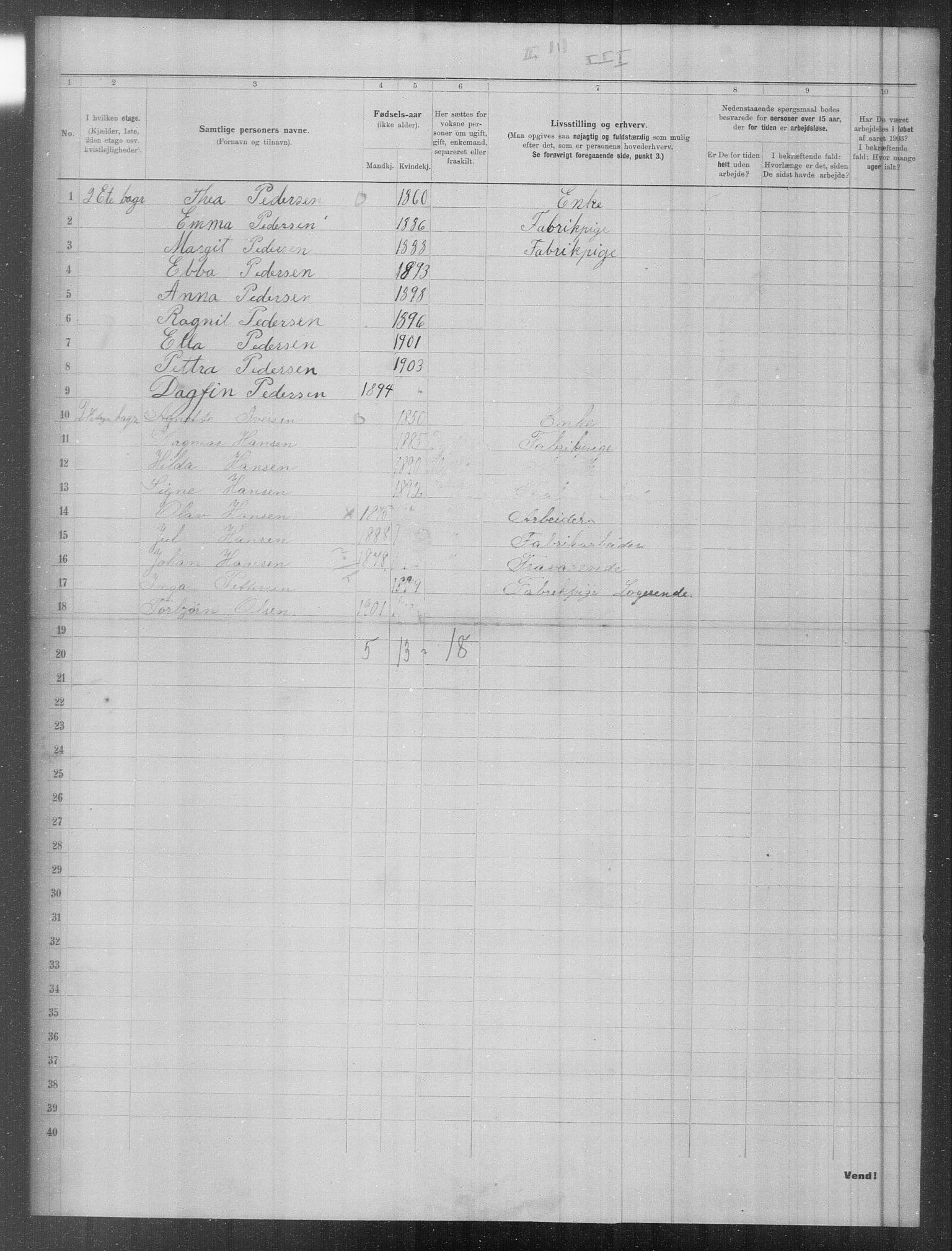 OBA, Municipal Census 1903 for Kristiania, 1903, p. 3634