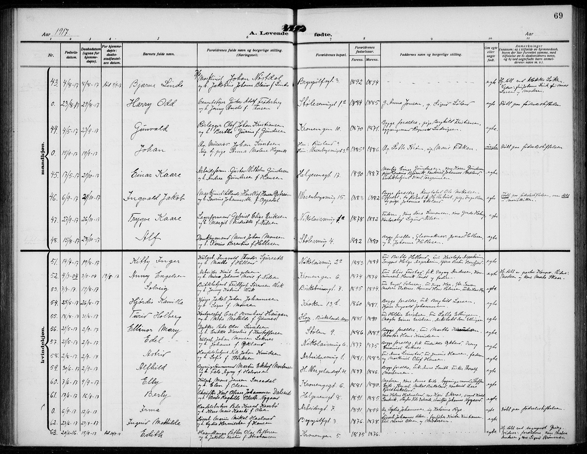 Mariakirken Sokneprestembete, AV/SAB-A-76901/H/Hab/L0006: Parish register (copy) no. A 6, 1909-1939, p. 69