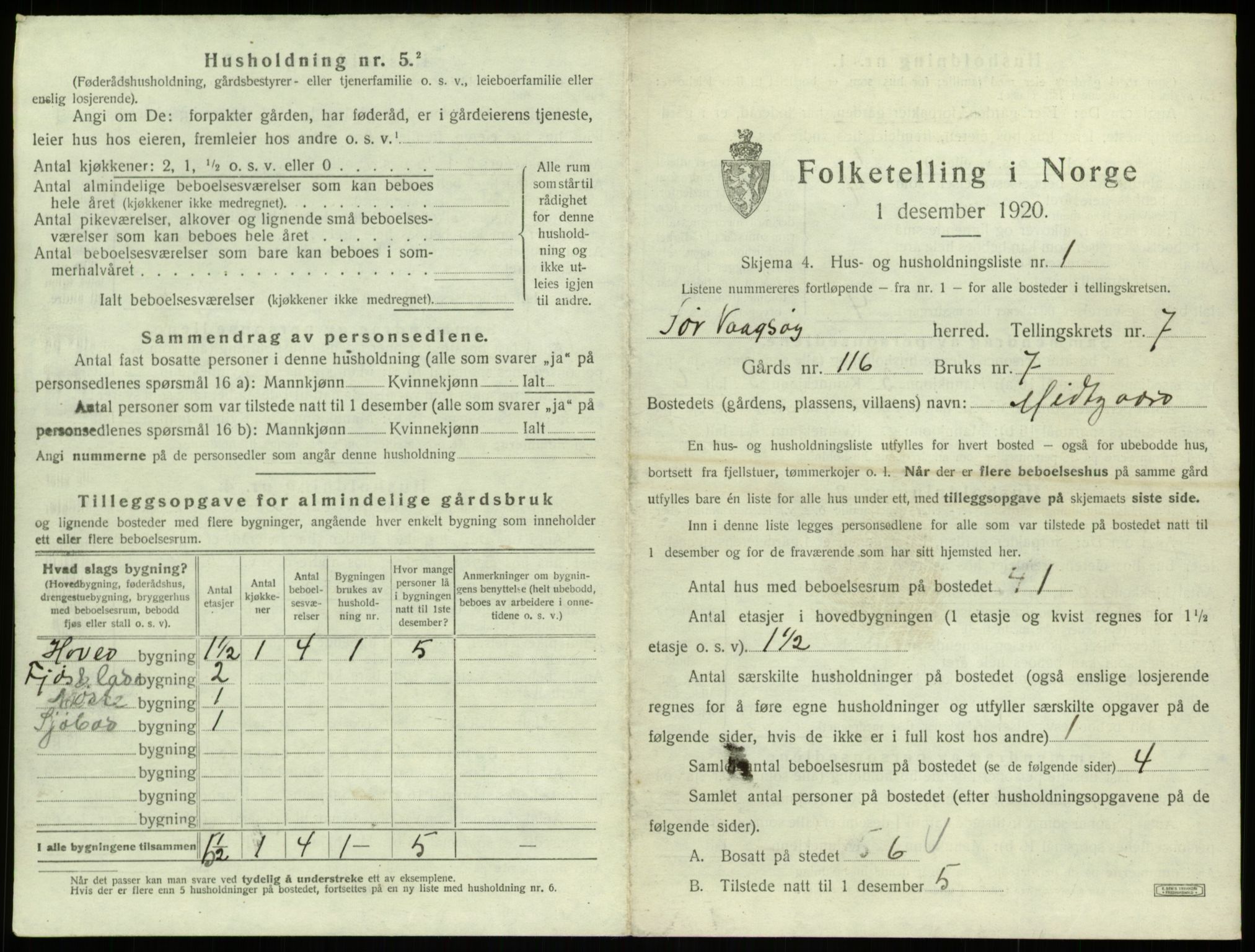 SAB, 1920 census for Sør-Vågsøy, 1920, p. 465