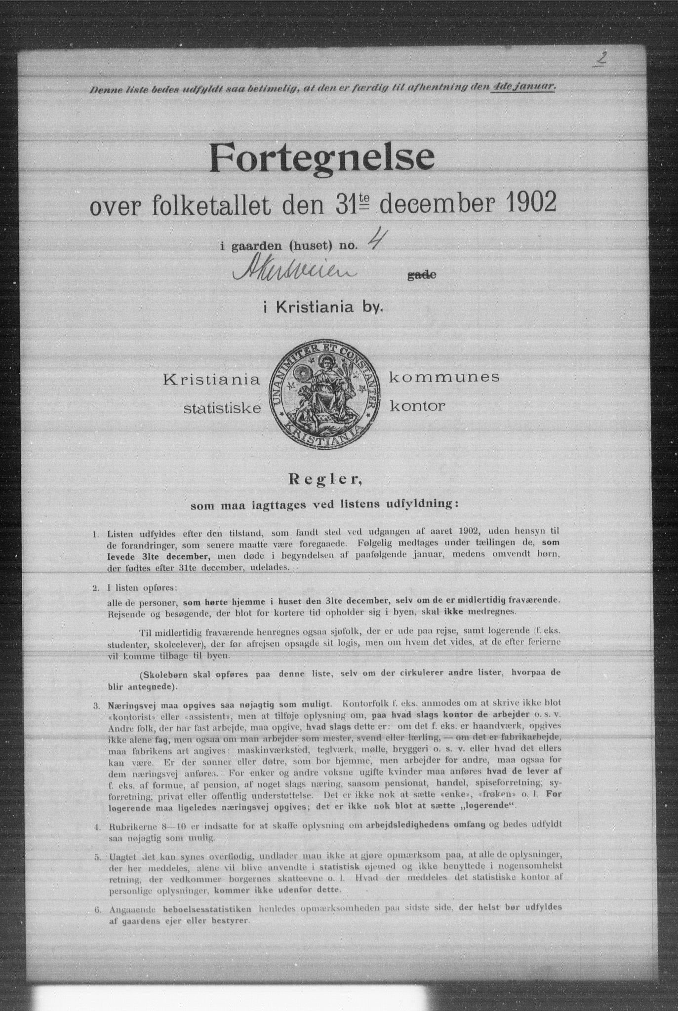 OBA, Municipal Census 1902 for Kristiania, 1902, p. 317