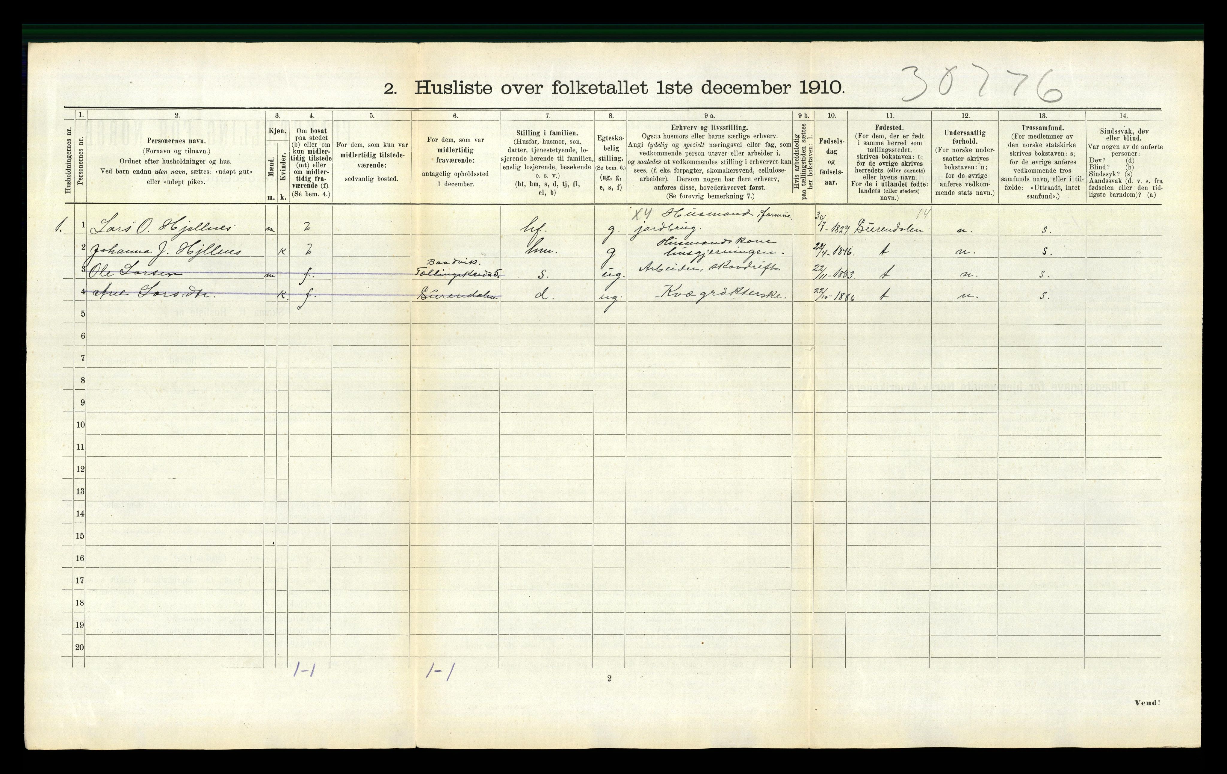 RA, 1910 census for Stangvik, 1910, p. 271