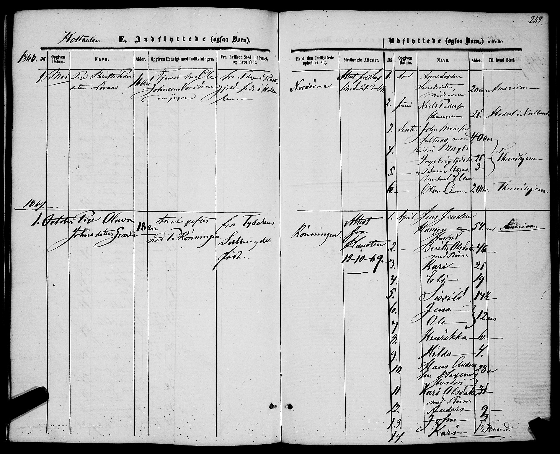 Ministerialprotokoller, klokkerbøker og fødselsregistre - Sør-Trøndelag, AV/SAT-A-1456/685/L0966: Parish register (official) no. 685A07 /1, 1860-1869, p. 259