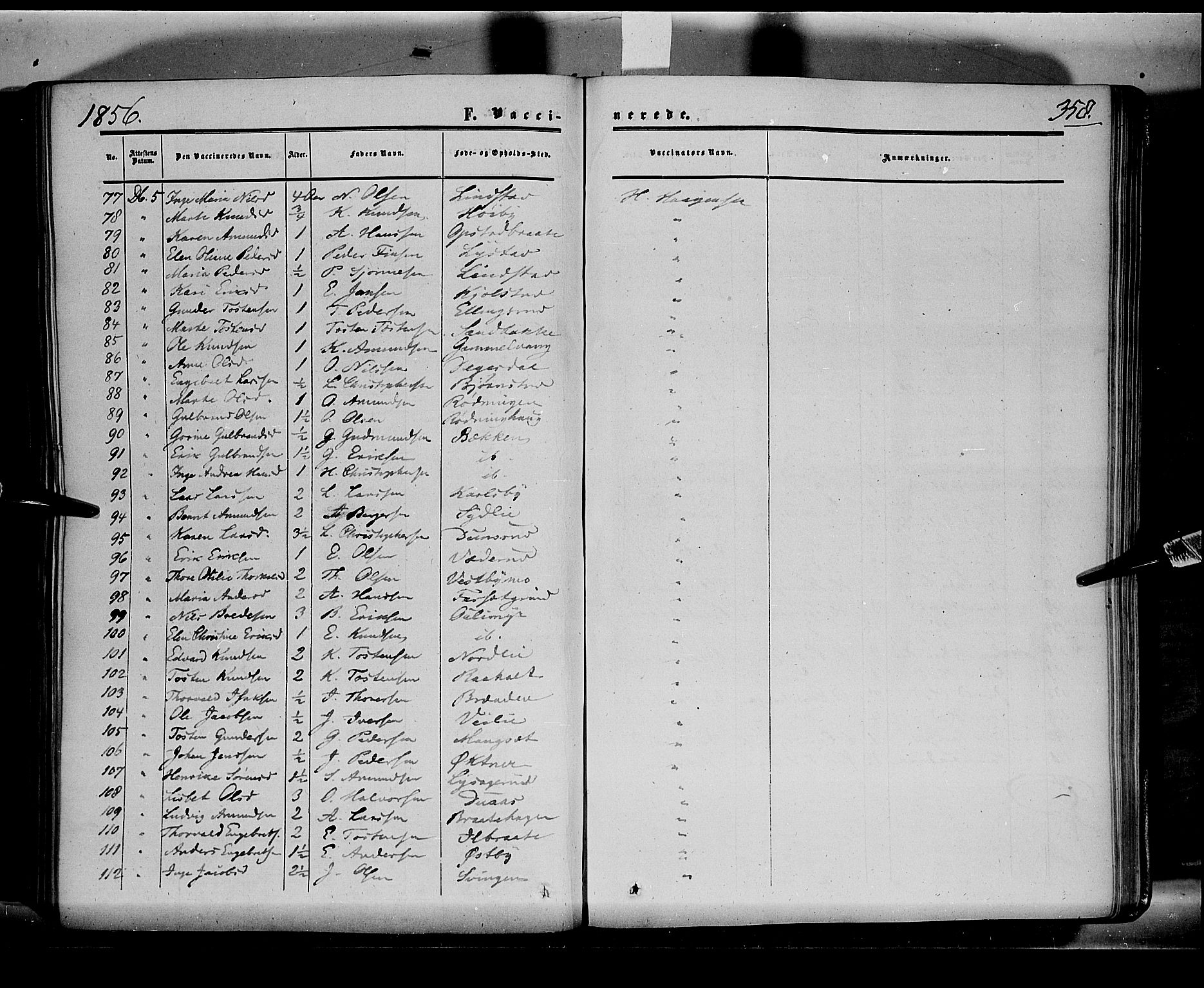 Sør-Odal prestekontor, AV/SAH-PREST-030/H/Ha/Haa/L0001: Parish register (official) no. 1, 1849-1859, p. 358