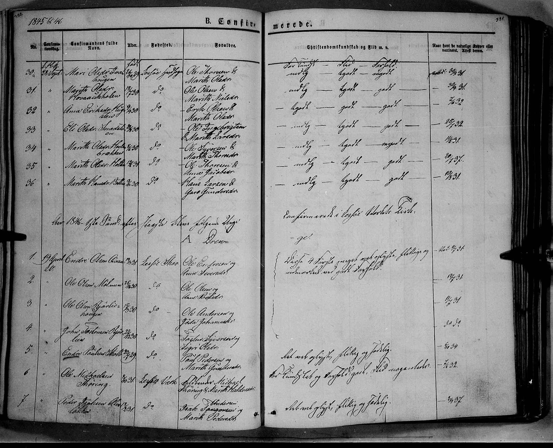 Lesja prestekontor, SAH/PREST-068/H/Ha/Haa/L0006: Parish register (official) no. 6A, 1843-1854, p. 380-381