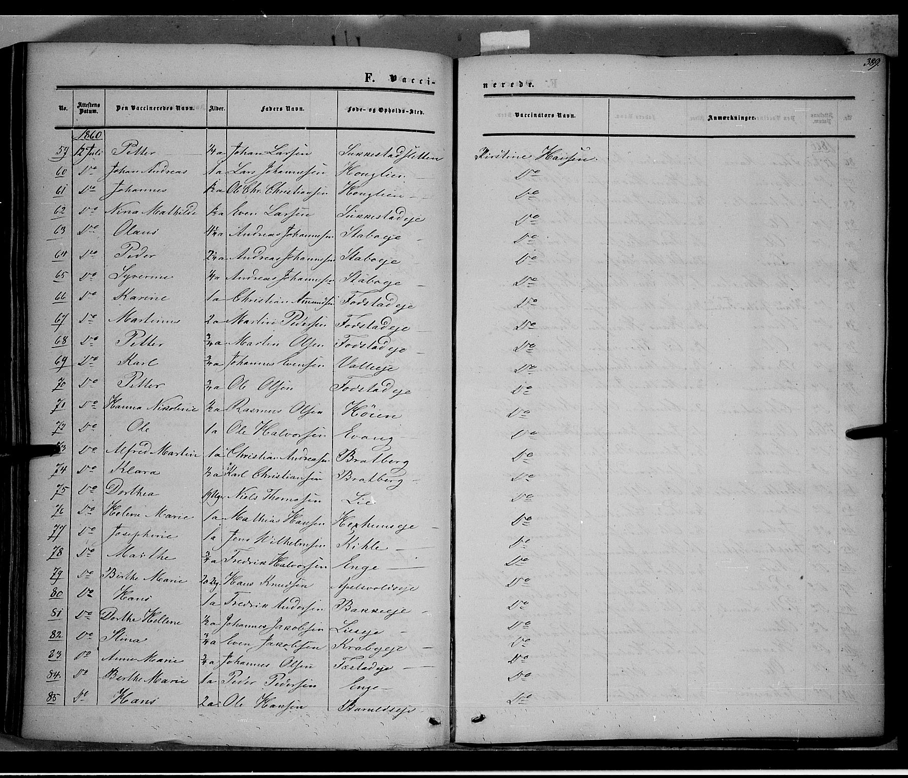 Østre Toten prestekontor, AV/SAH-PREST-104/H/Ha/Haa/L0004: Parish register (official) no. 4, 1857-1865, p. 389