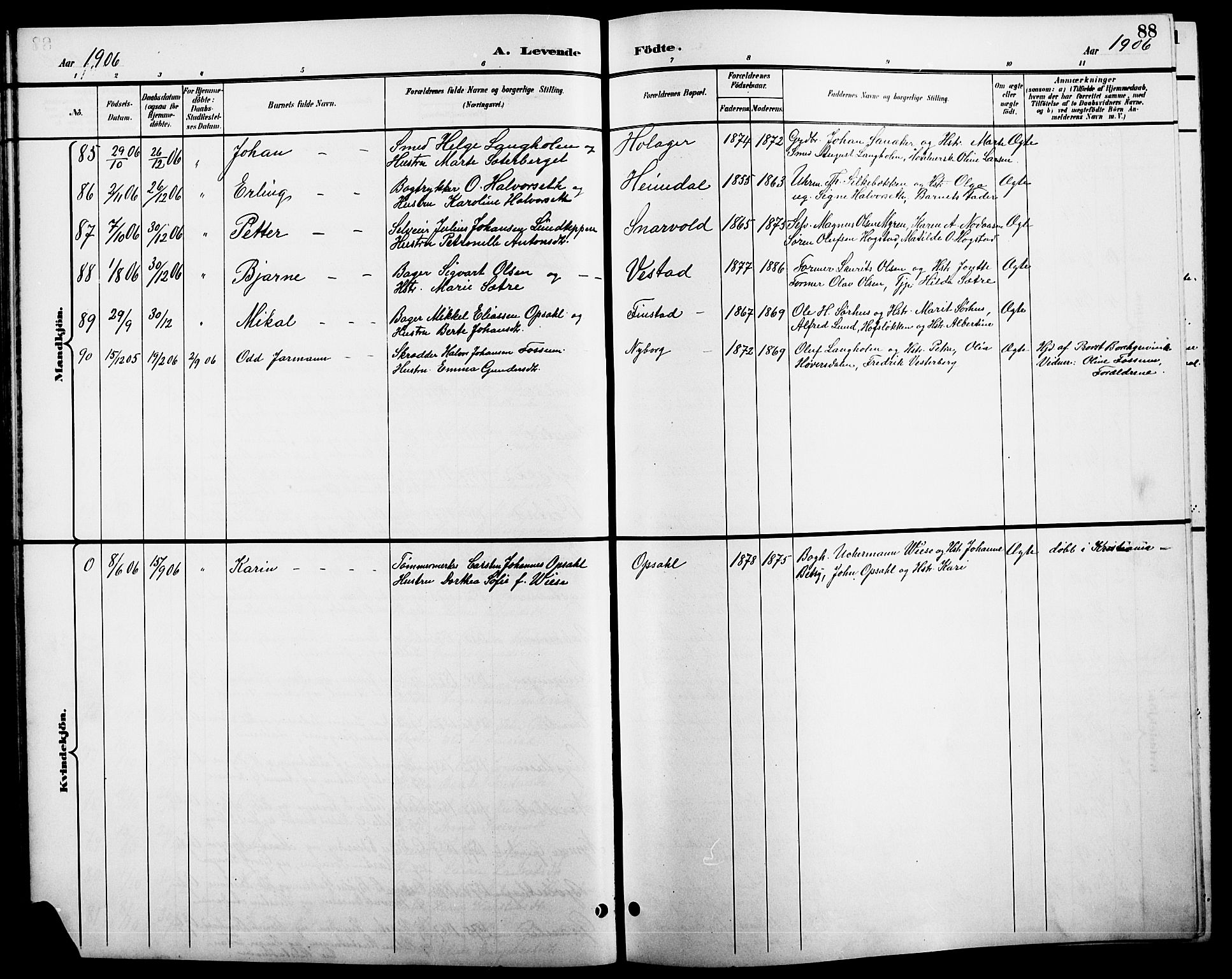 Elverum prestekontor, SAH/PREST-044/H/Ha/Hab/L0005: Parish register (copy) no. 5, 1896-1915, p. 88