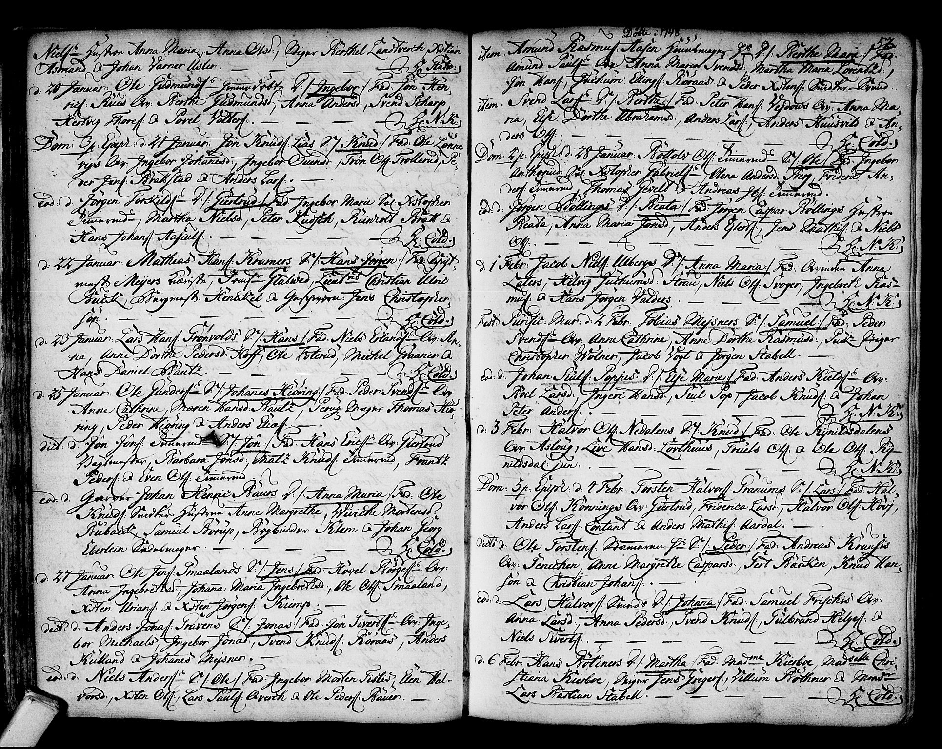 Kongsberg kirkebøker, AV/SAKO-A-22/F/Fa/L0003: Parish register (official) no. I 3, 1744-1755, p. 52