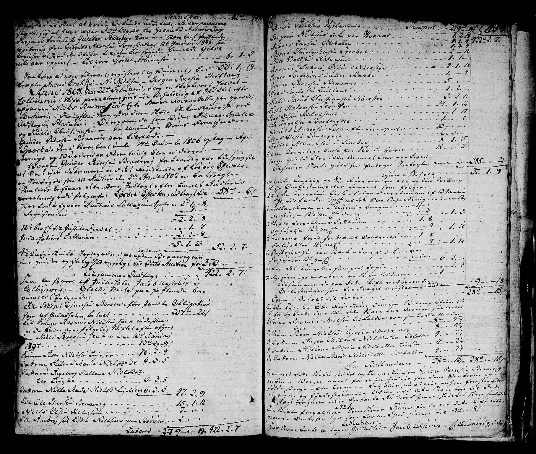 Nedenes sorenskriveri før 1824, SAK/1221-0007/H/Hc/L0050: Skifteprotokoll med register nr 35, 1804-1808, p. 653b-654a